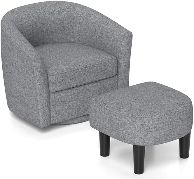 KOMFOTT Swivel Barrel Chair with Ottoman