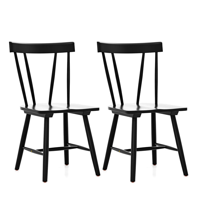KOMFOTT Set of 2/4 Windsor Chairs, Rubber Wood Dining Chairs with Spindle Back