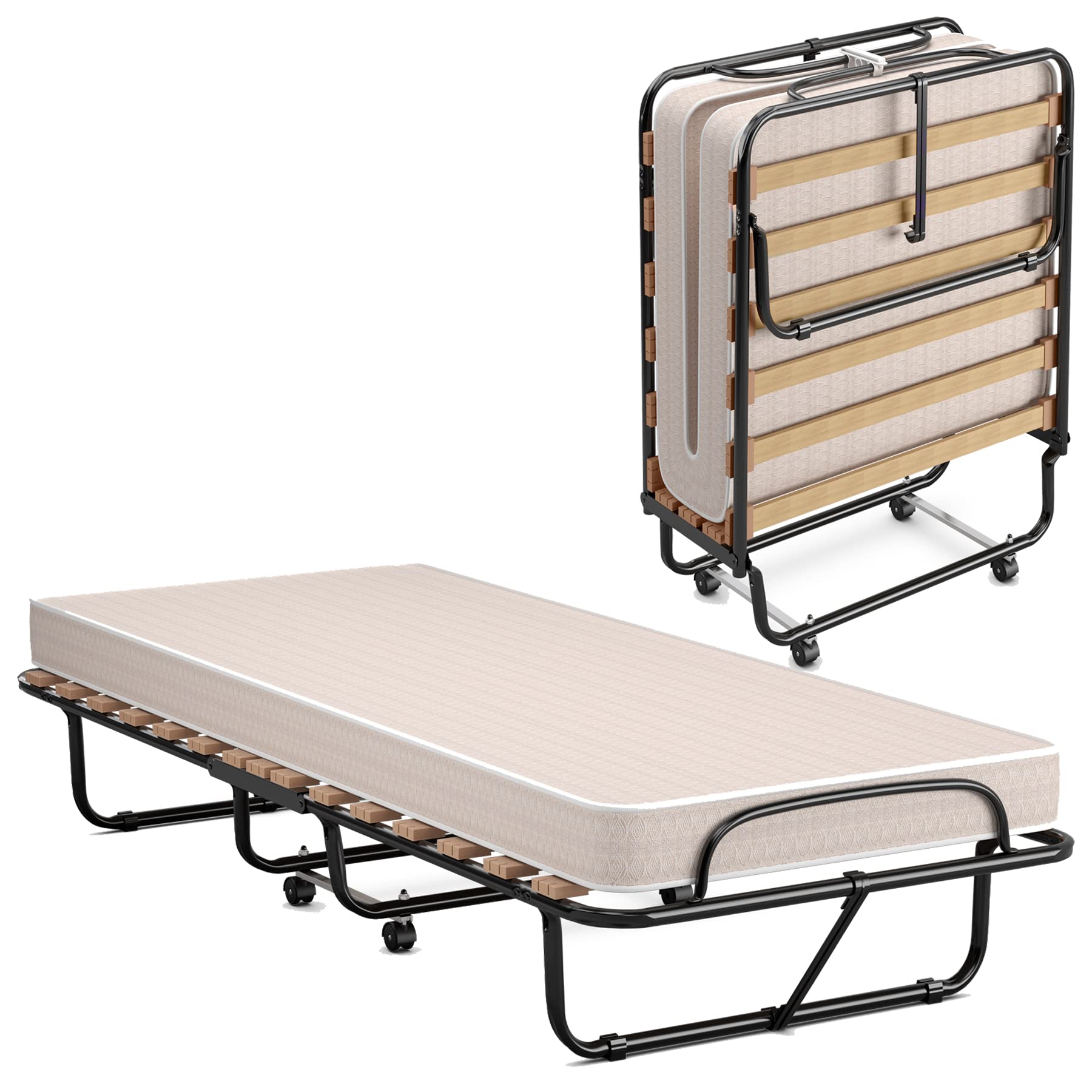 KOMFOTT Folding Rollaway Bed with 4 Inch Mattress