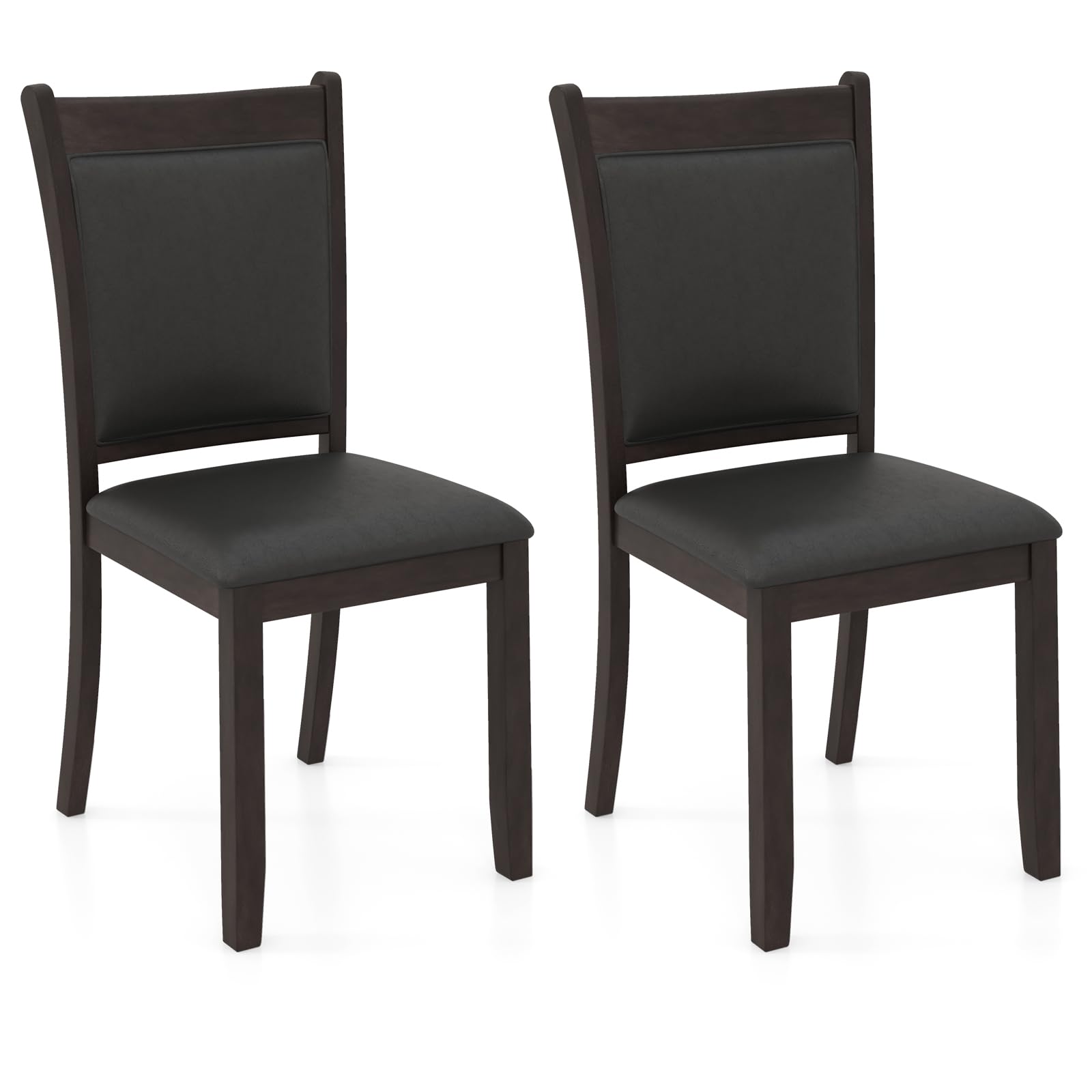 KOMFOTT Wooden Dining Chairs Set of 2/4, Modern Armless Kitchen Chairs w/Padded Backrest & Seat, Rubber Wood Frame