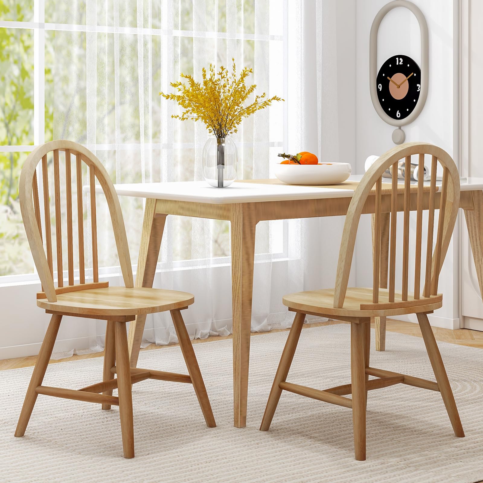 KOMFOTT Set of 2 Windsor Chairs, Wood Dining Chairs
