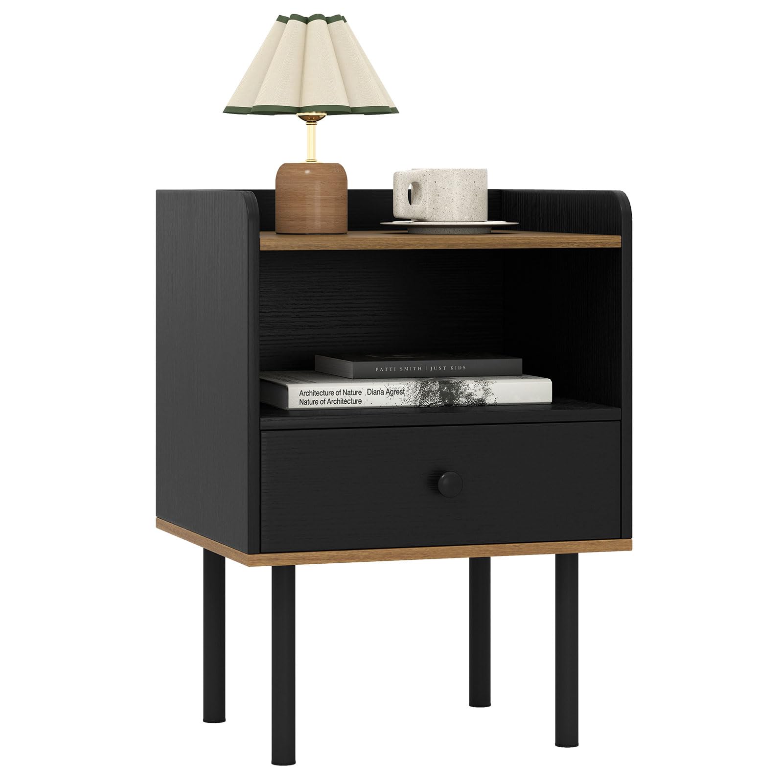 KOMFOTT Nightstand with Drawer 3-Tier Sofa Side Table