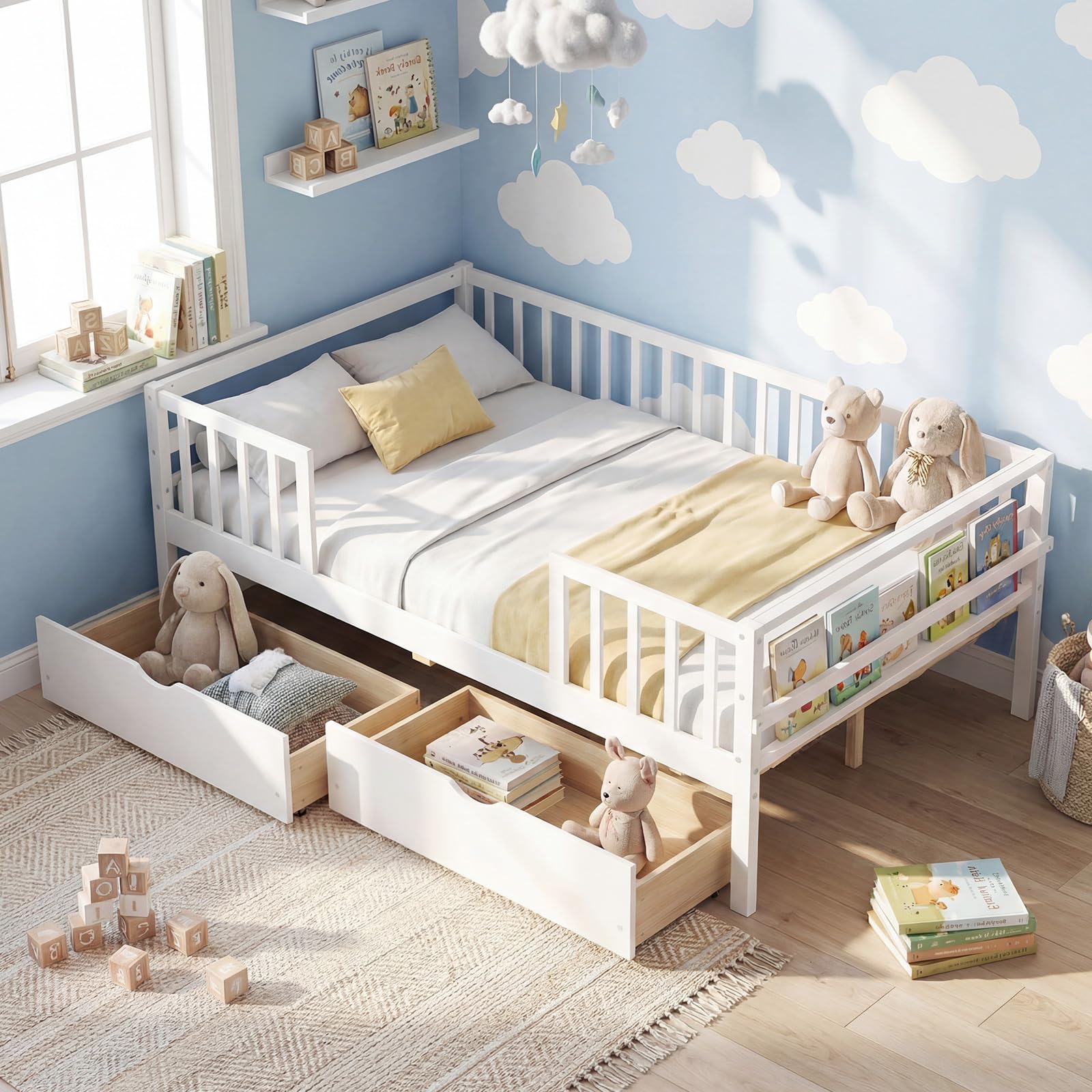 KOMFOTT Full Bed Frame with Rails (Full Without Roof)