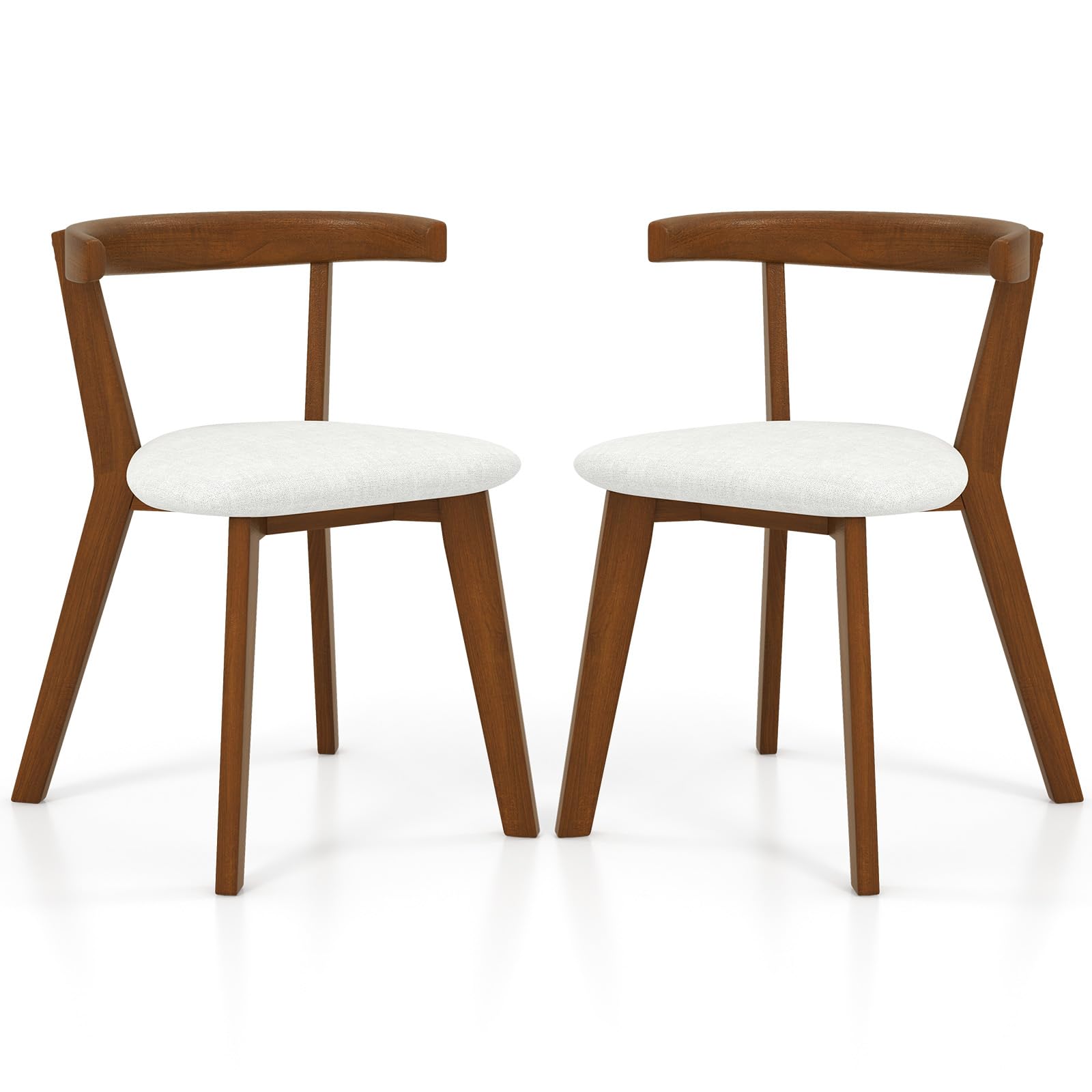 KOMFOTT Wooden Dining Chairs Set of 2/4, Farmhouse Hanging Kitchen Chairs w/Rubber Wood Frame, Padded Seat, Curve Back