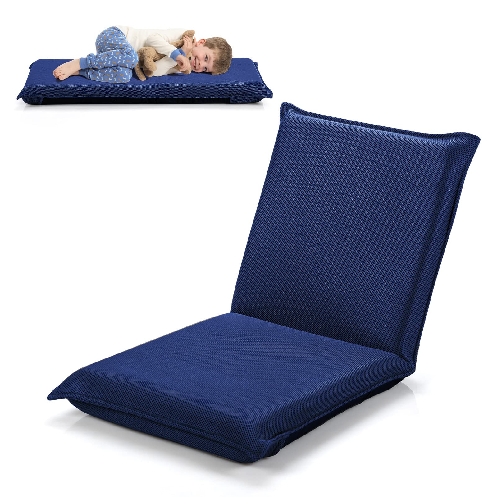 KOMFOTT Adjustable Mesh Floor Sofa Chair, 6-Position Multi-Angle Padded Floor Chair