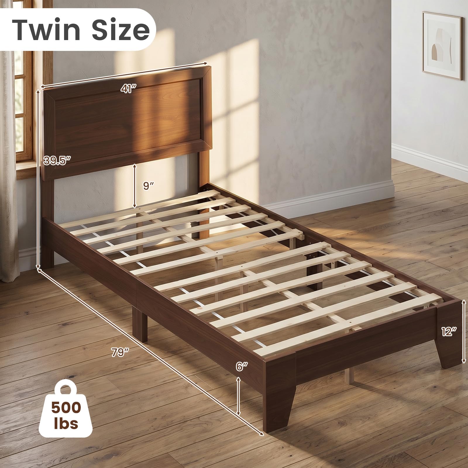 KOMFOTT Queen/Full/Twin Size Bed Frame Modern Platform Bed with Headboard