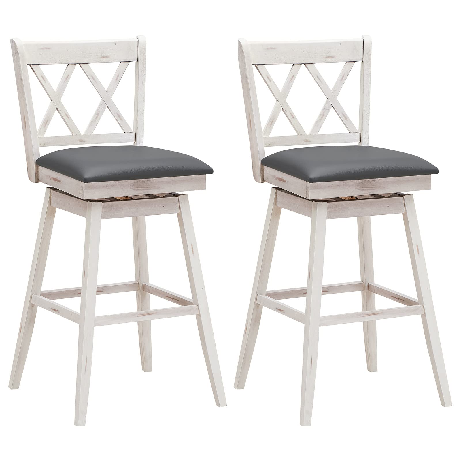 KOMFOTT 360° Swivel Bar Stool Set of 2/4 with Foot Rest, Upholstered Cushion & Ergonomic Backrest
