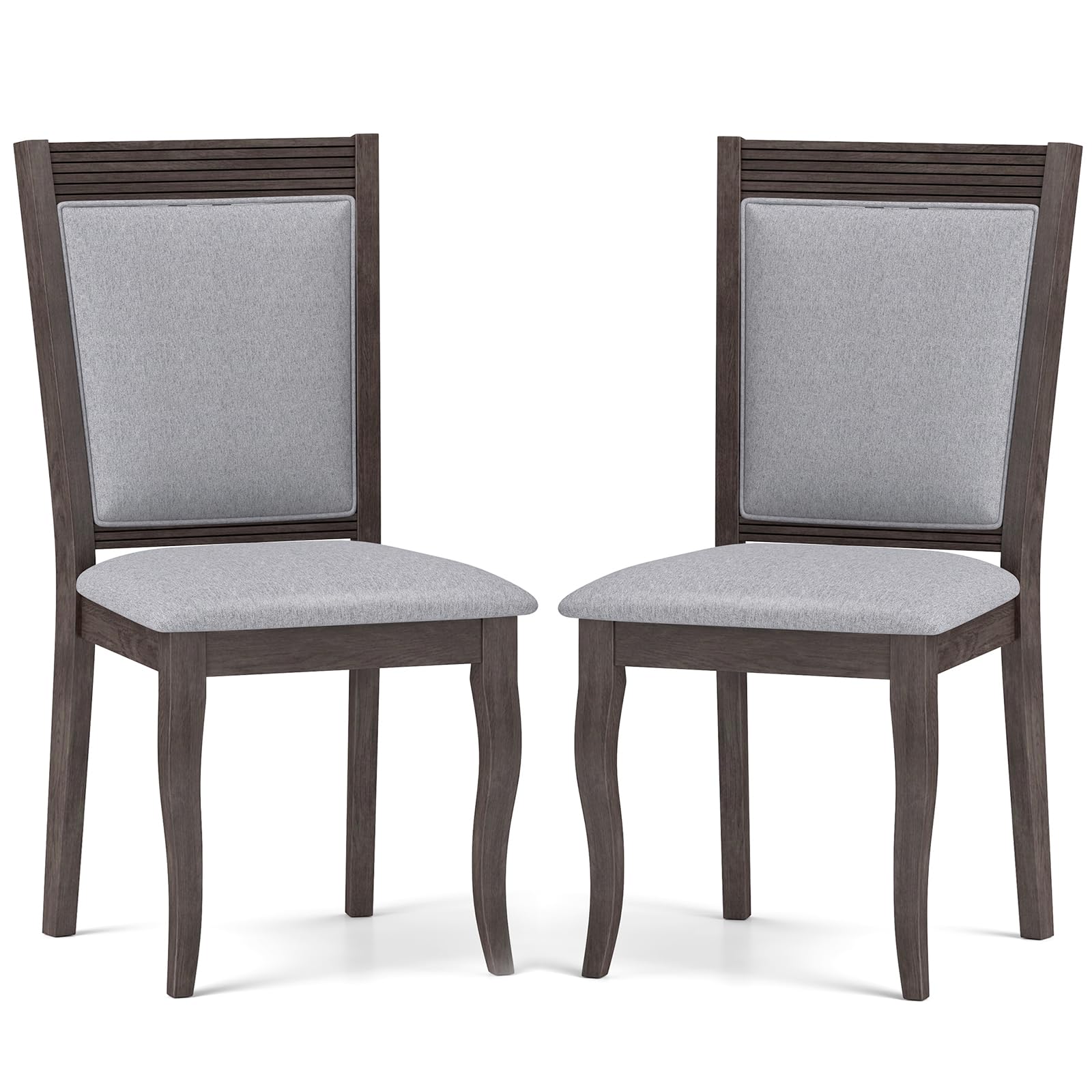 KOMFOTT Wood Dining Chairs Set of 2/4, Farmhouse Upholstered Kitchen Chairs w/Rubber Wood Frame, Padded Seat, High Backrest