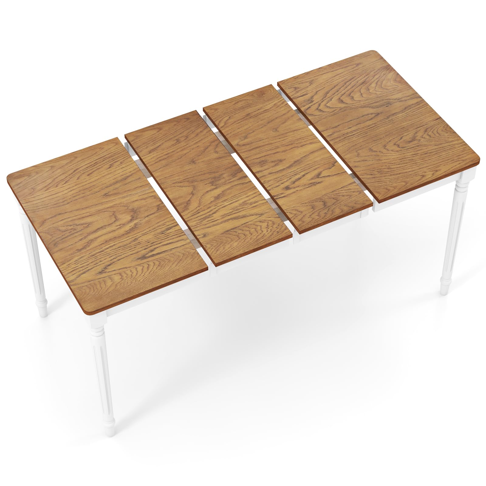 KOMFOTT Rectangular Extendable Dining Table for 4-8 People with Rubber Wood Legs