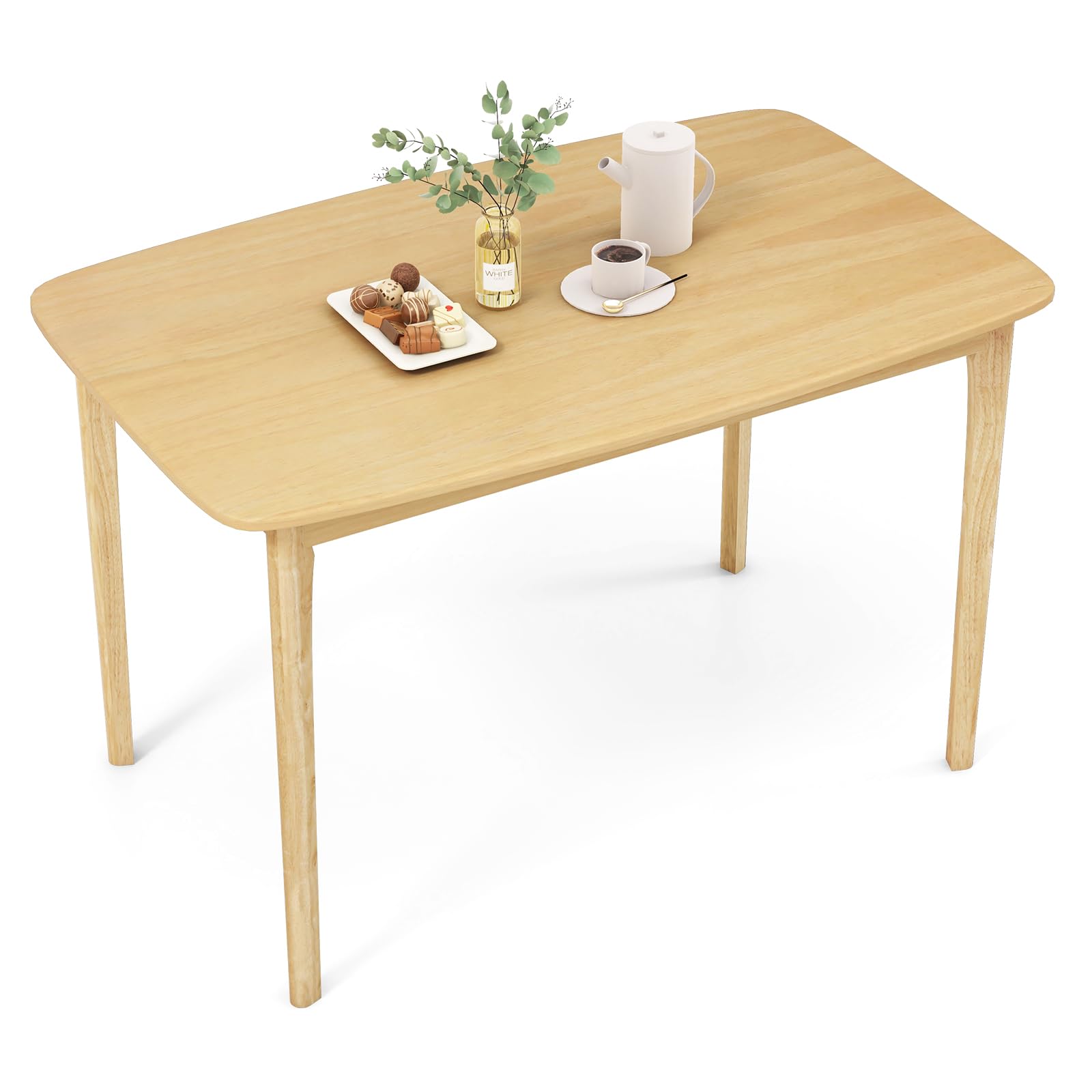 KOMFOTT 48" Rectangular Wooden Dining Table with Solid Rubber Wood Legs