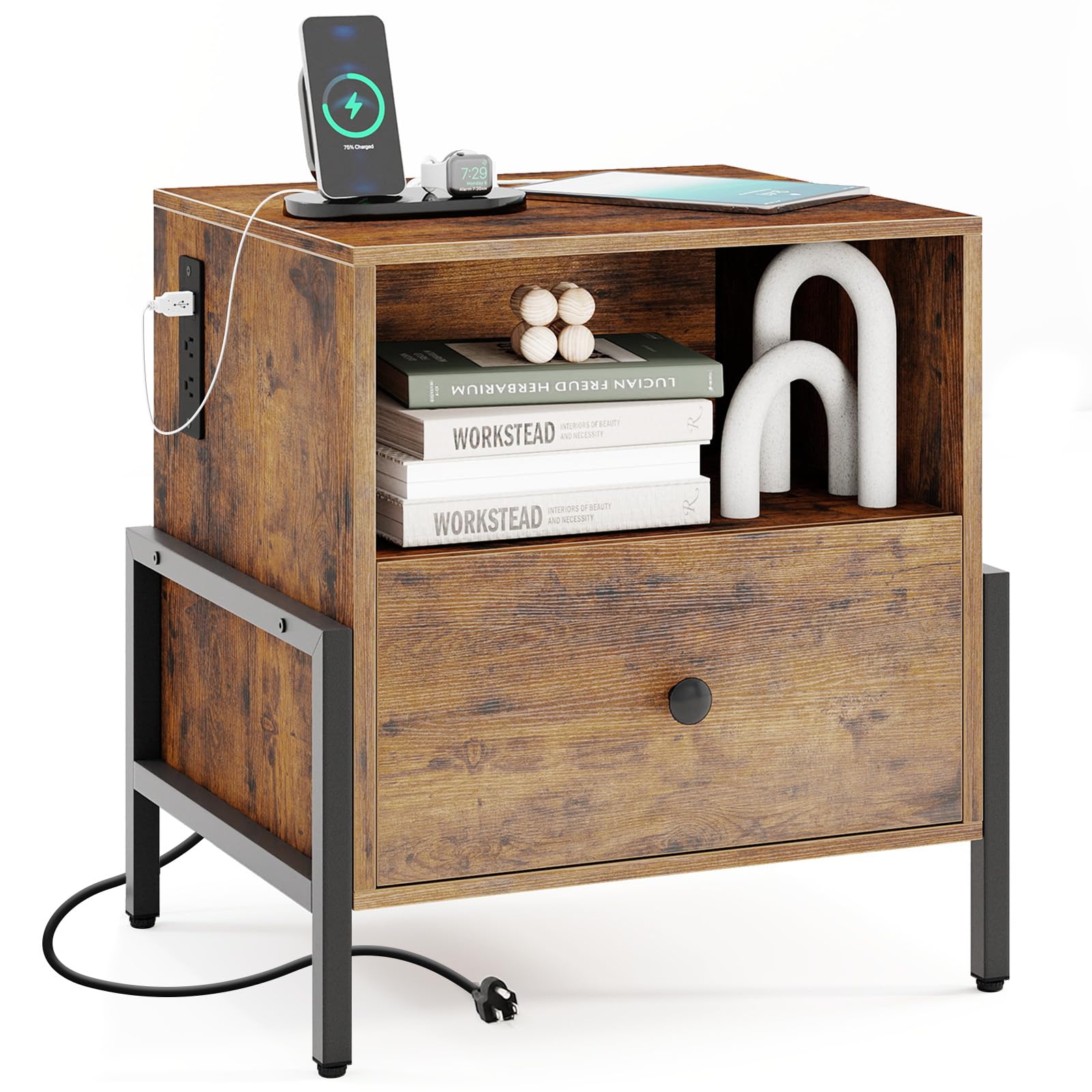 KOMFOTT Nightstand with Charging Station(1/2)
