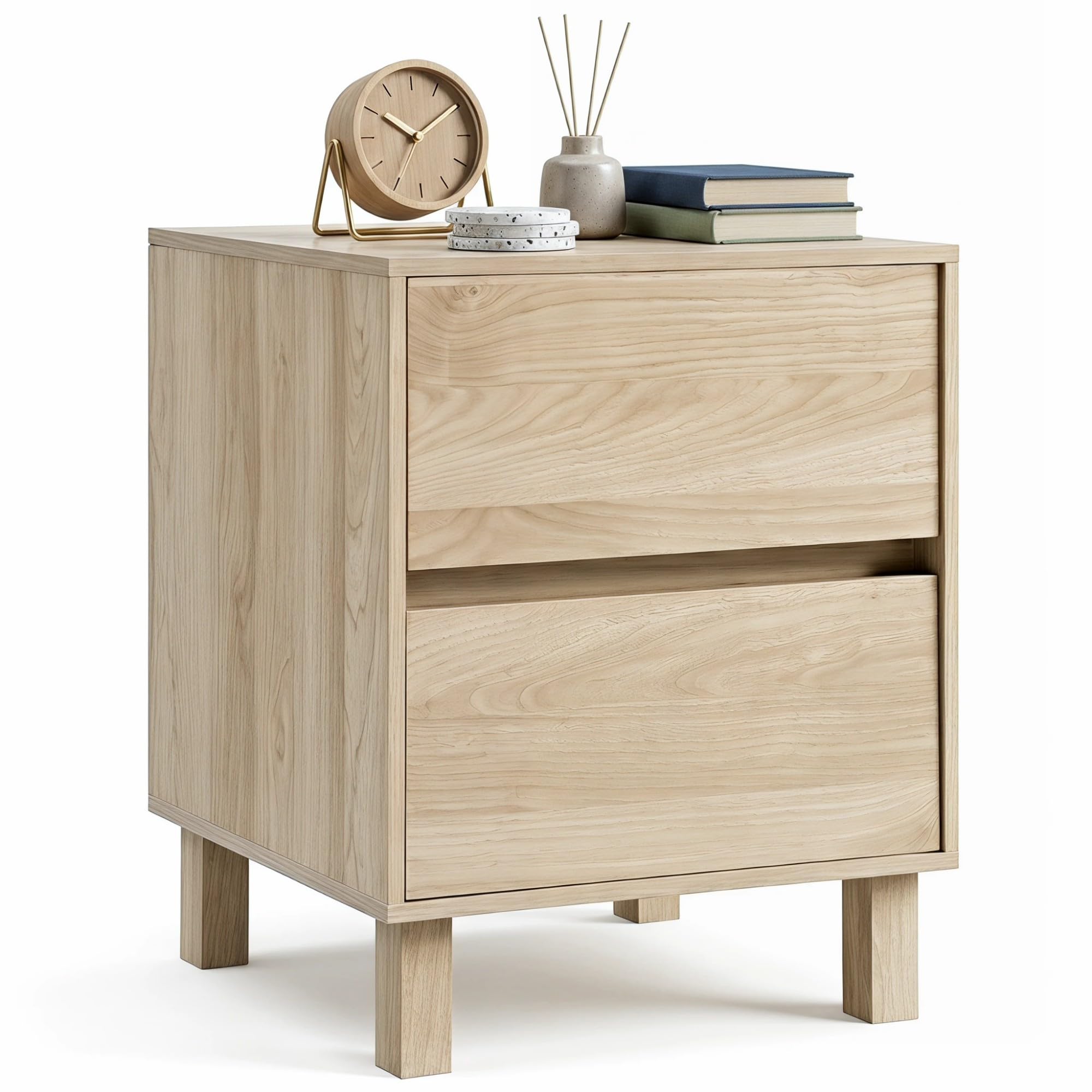 KOMFOTT Wood Nightstand with 2 Storage Drawers(1/2)