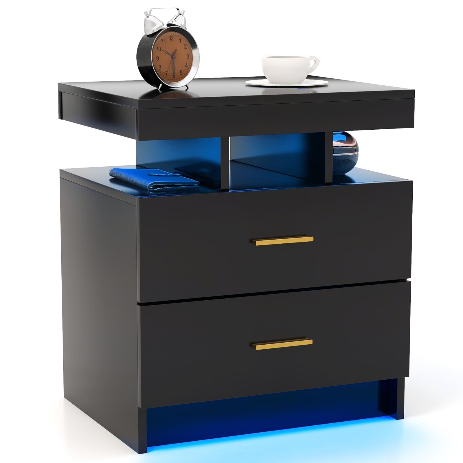 KOMFOTT Modern Nightstand with LED Lights(1/2)