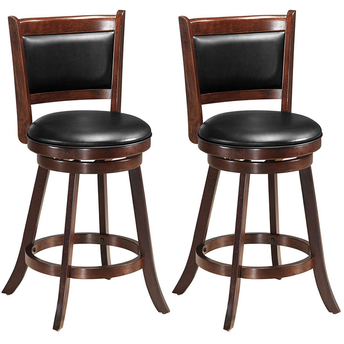 KOMFOTT Bar Stools Set of 2/4 360 Degree Swivel, Accent Wooden Swivel Seat Counter Height Bar Stool