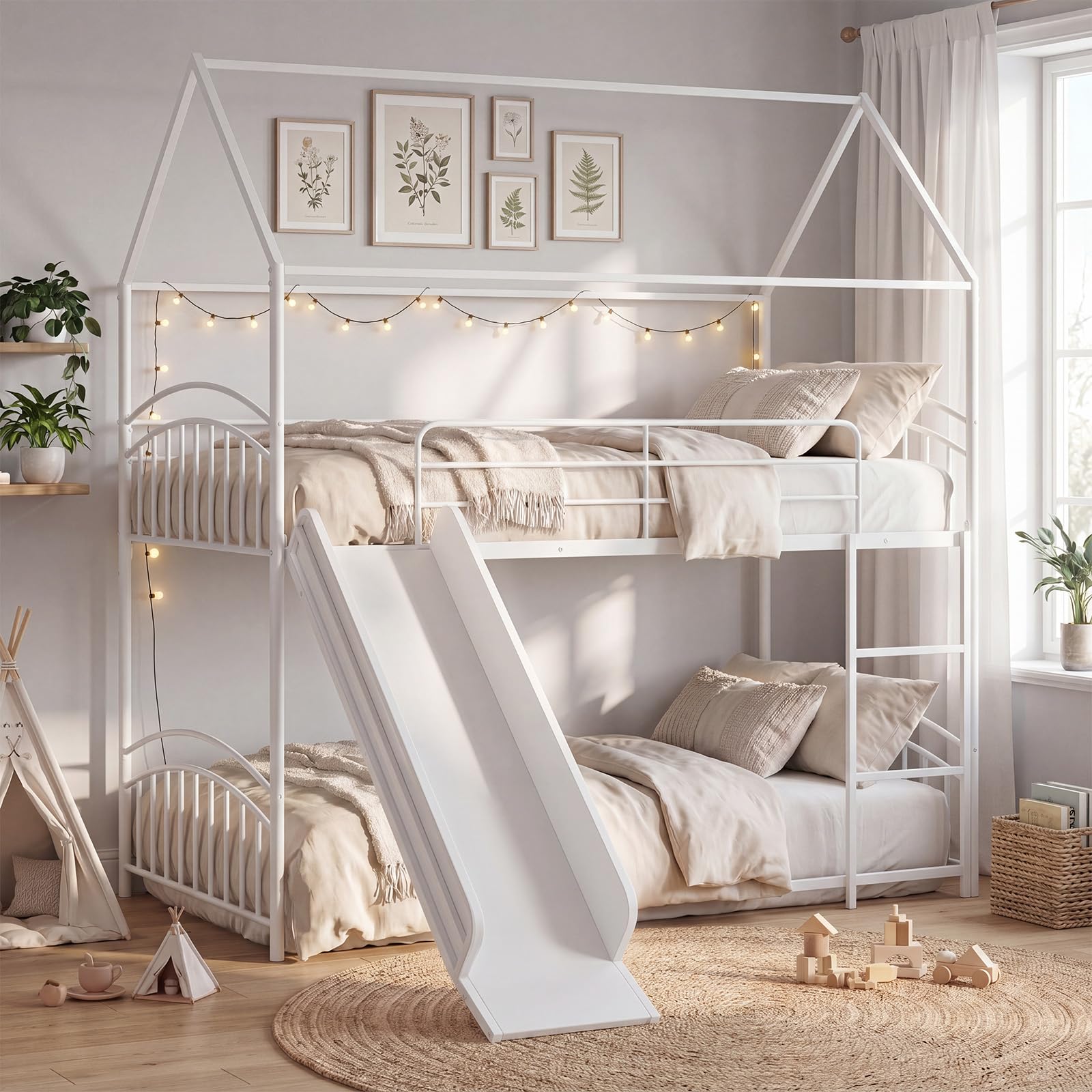 KOMFOTT Bunk Bed Twin Over Twin Metal Bed Frame