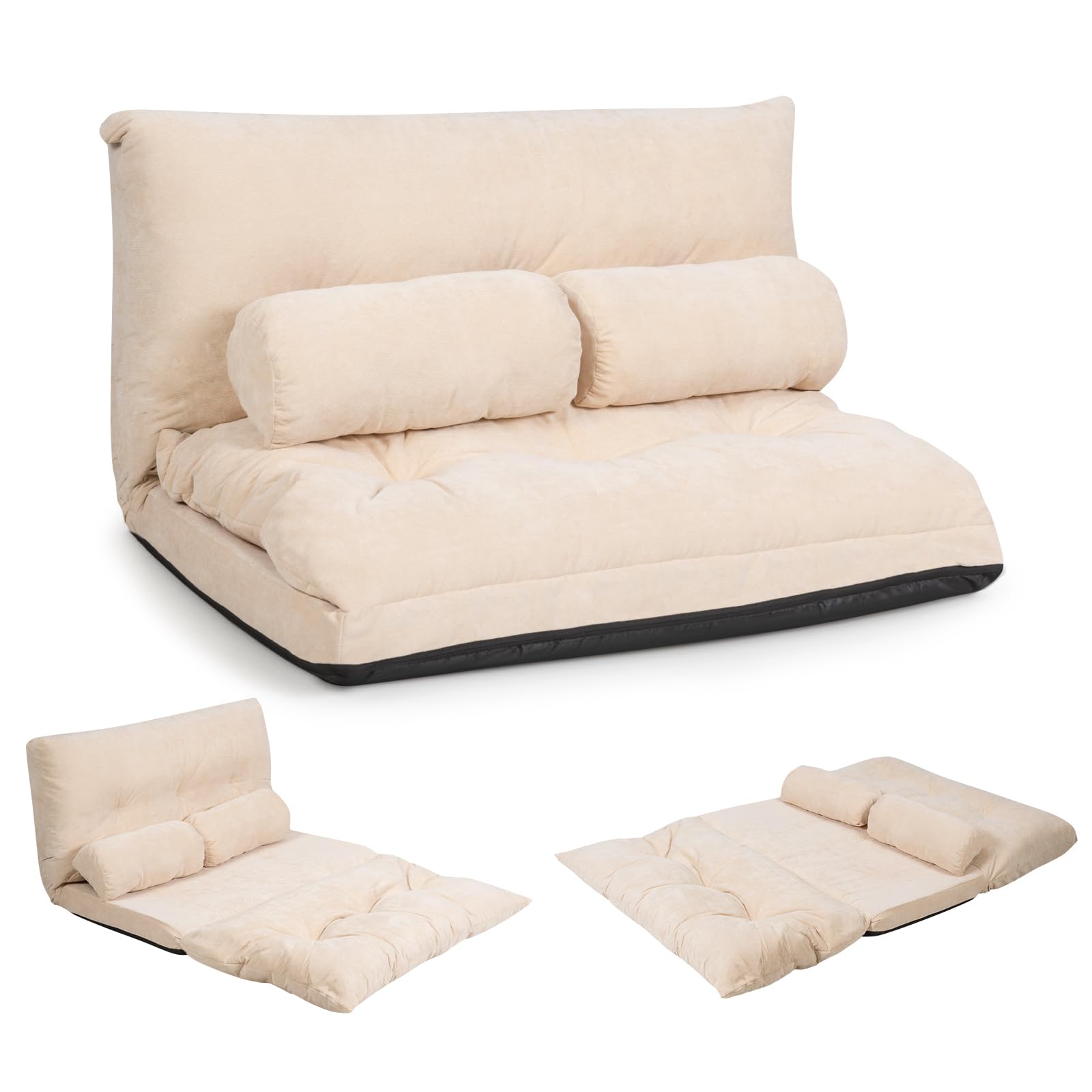 KOMFOTT Foldable Floor Lazy Sofa with 2 Pillows