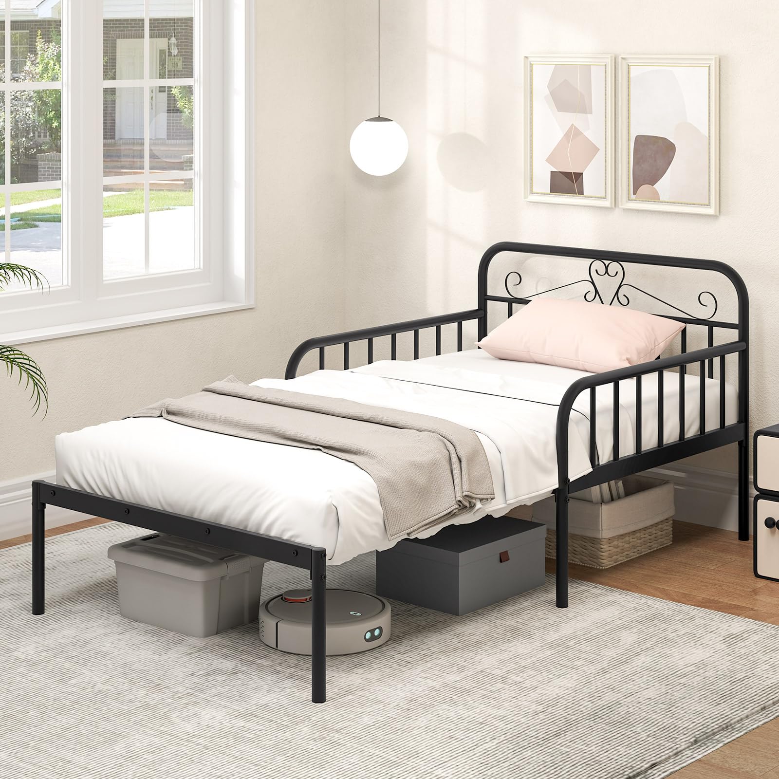 KOMFOTT Twin Size Metal Daybed Heavy Duty Slats Support Sofa Bed