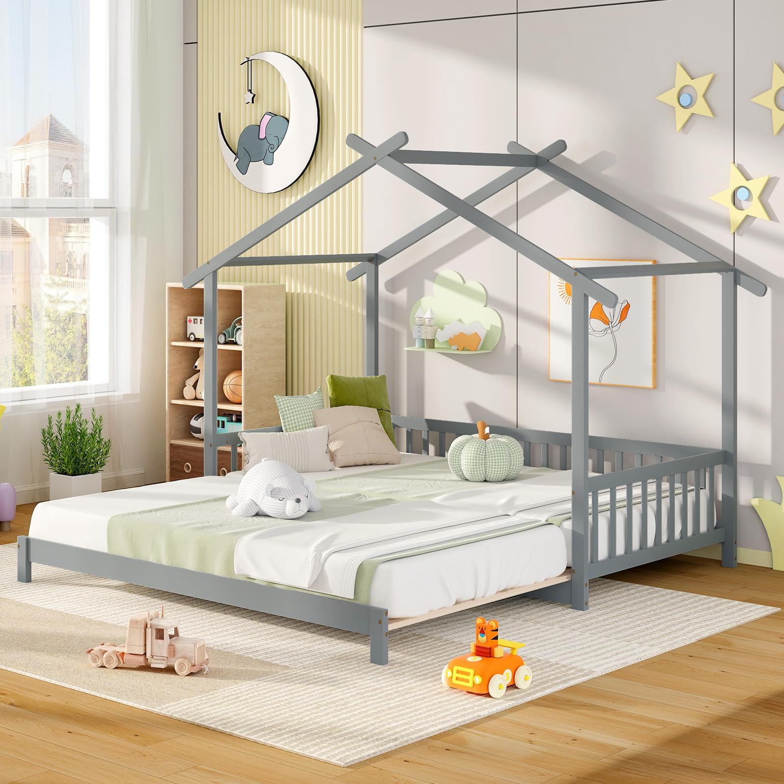 KOMFOTT Wood Extendable House Bed