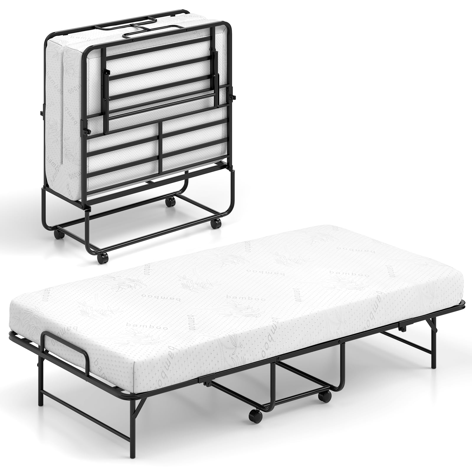 KOMFOTT Folding Bed with Mattress(75” x 38” x 16” )