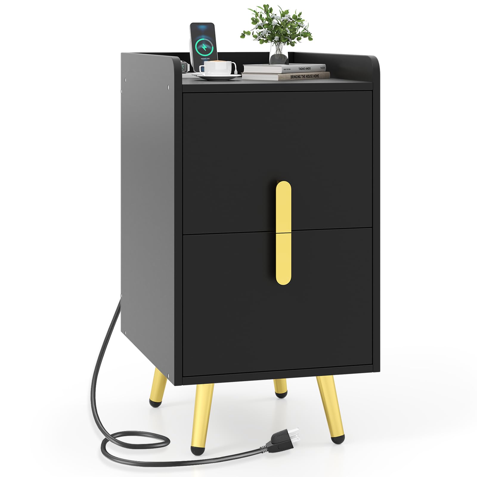 KOMFOTT Nightstand with Charging Station