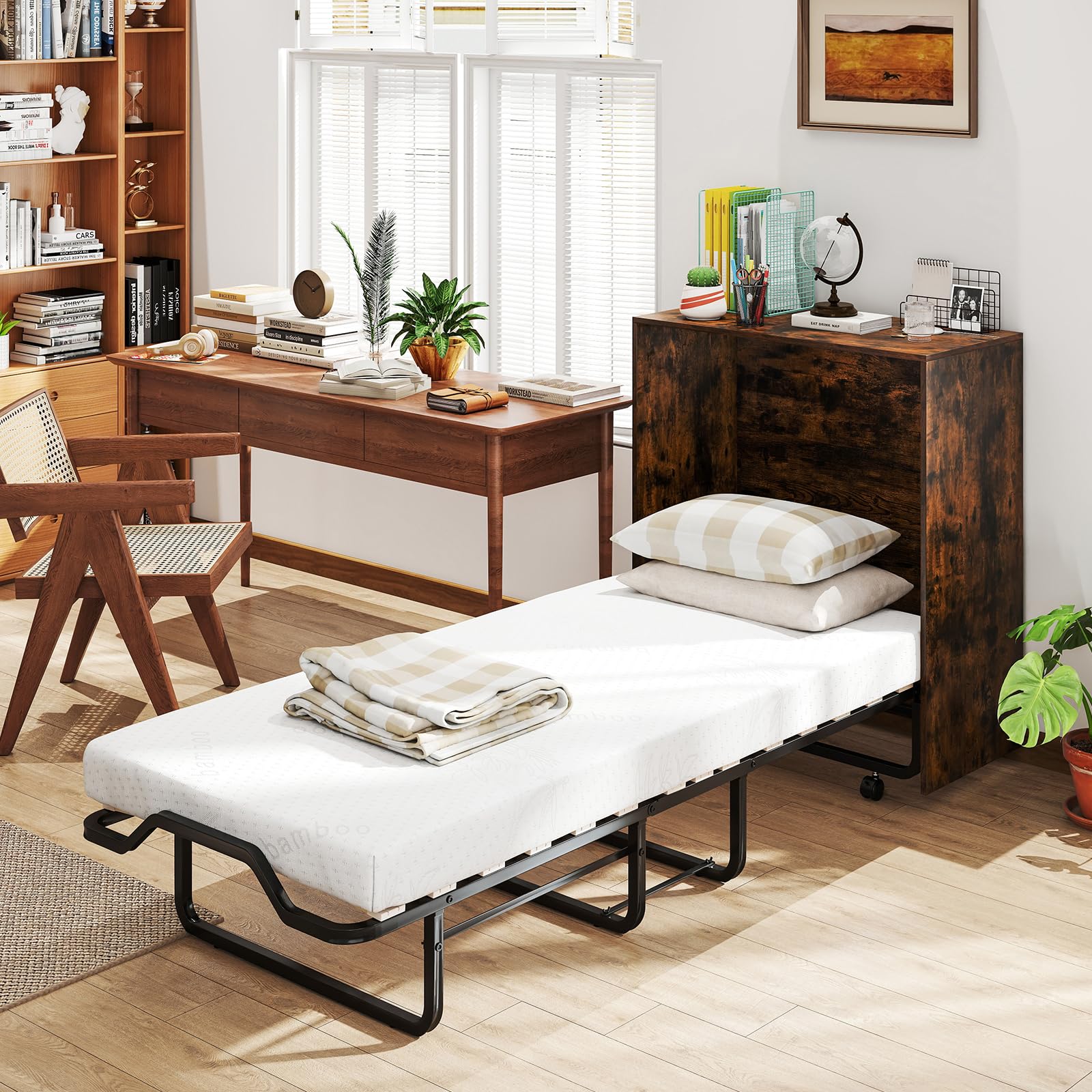 KOMFOTT Murphy Bed Cabinet Rolling Folding Bed into Cabinet