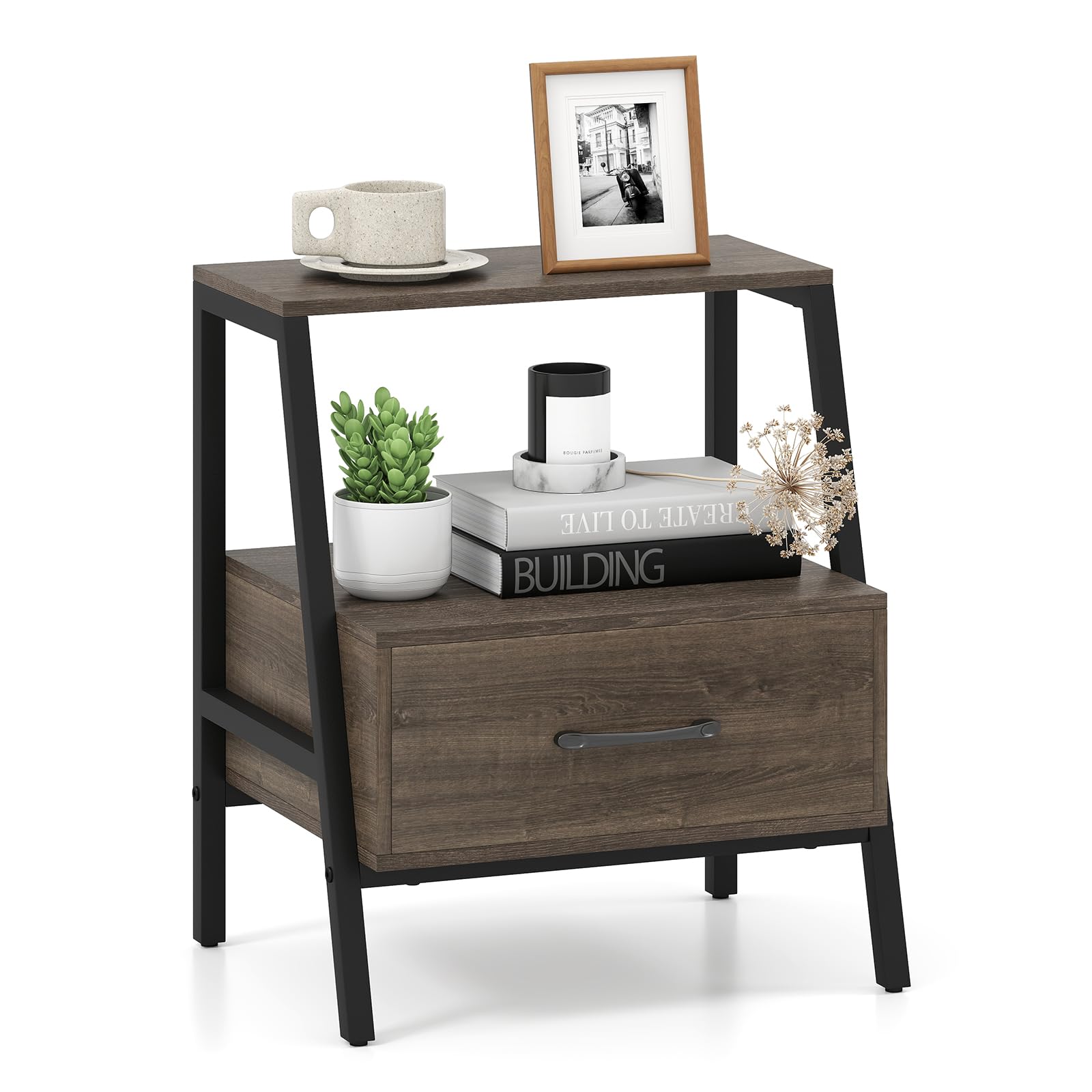 KOMFOTT 2-Tier Nightstand with Drawer