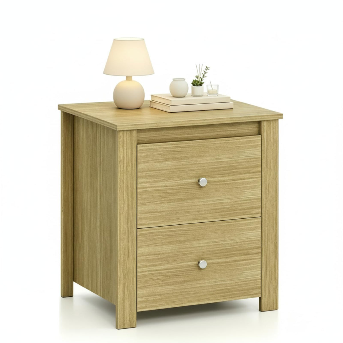 KOMFOTT Nightstand with 2 Drawers Modern Wooden Bedside Table(1/2)