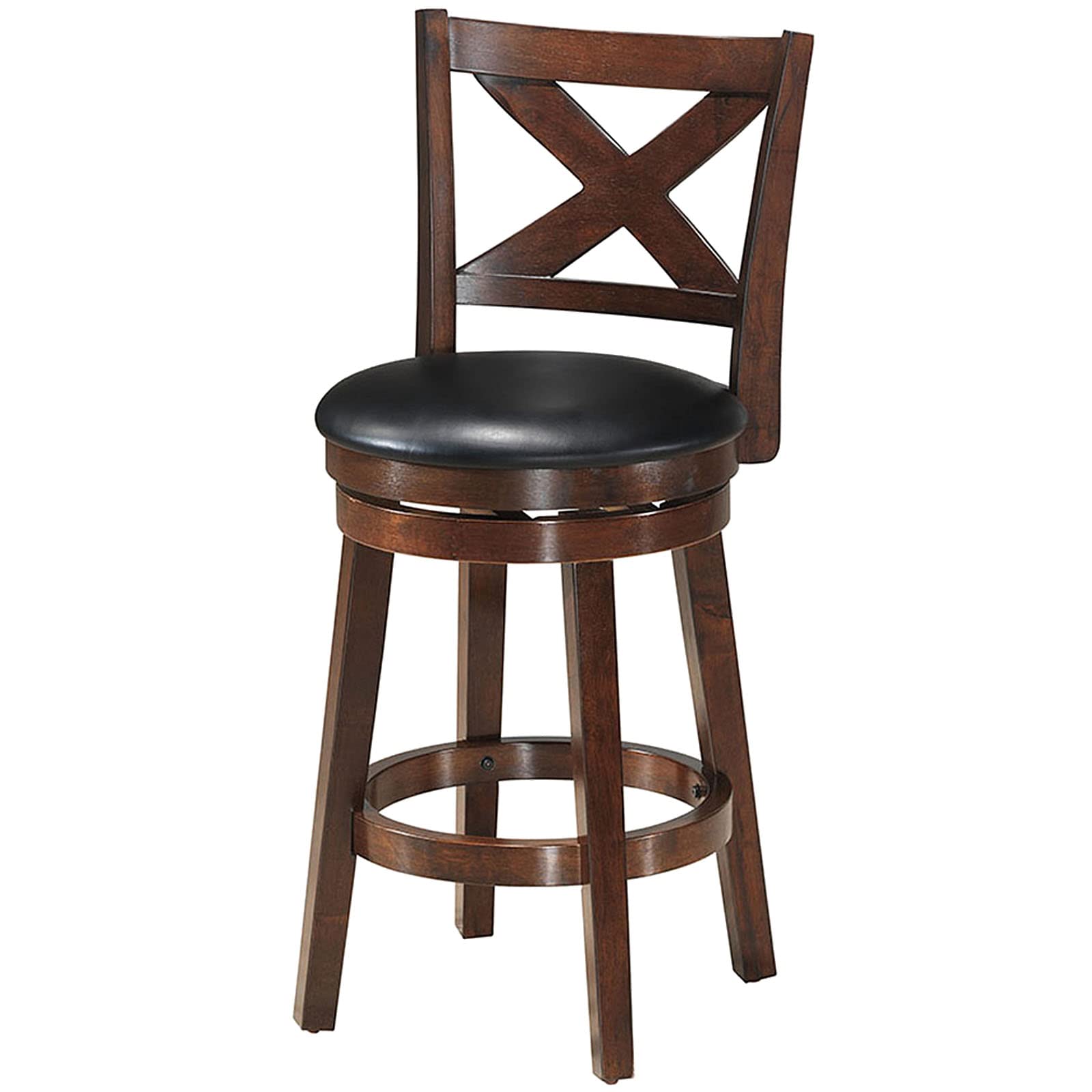 KOMFOTT Bar Stools, Counter Height Dining Chair, Fabric Upholstered 360 Degree Swivel, PVC Cushioned Seat