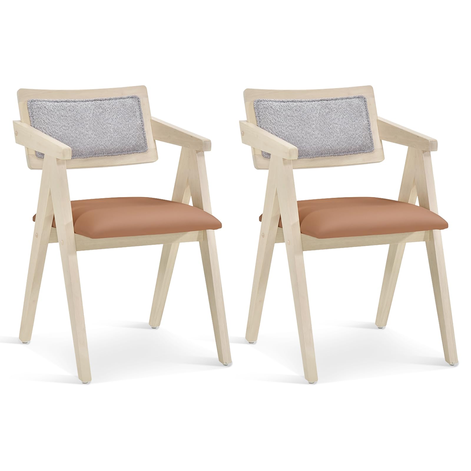 KOMFOTT Mid Century Wooden Dining Chairs with Leathaire Seat Cushions Set of 2/4