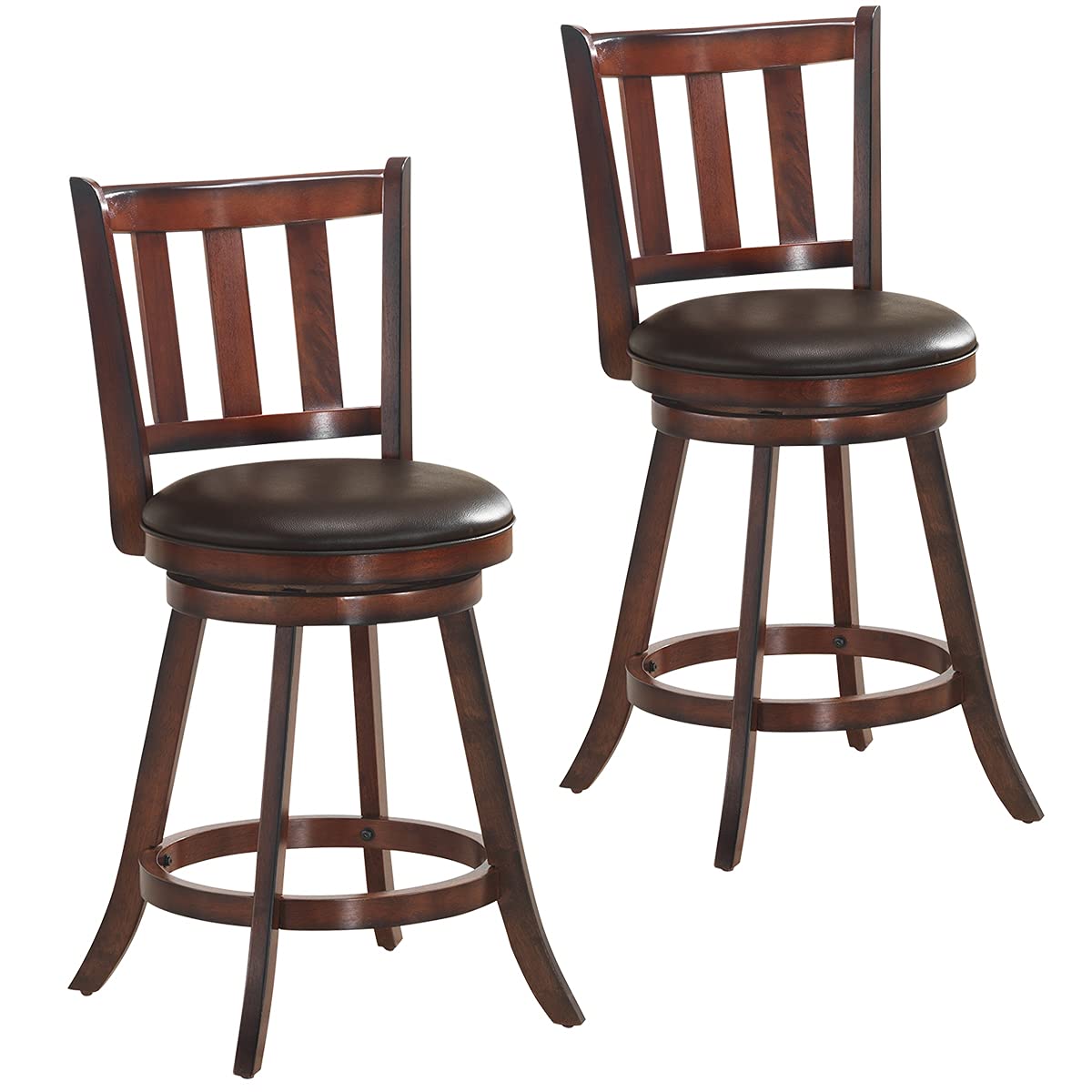 KOMFOTT Bar Stools Set of 2/4, Fabric Upholstered 360 Degree Swivel, PVC Cushioned Seat