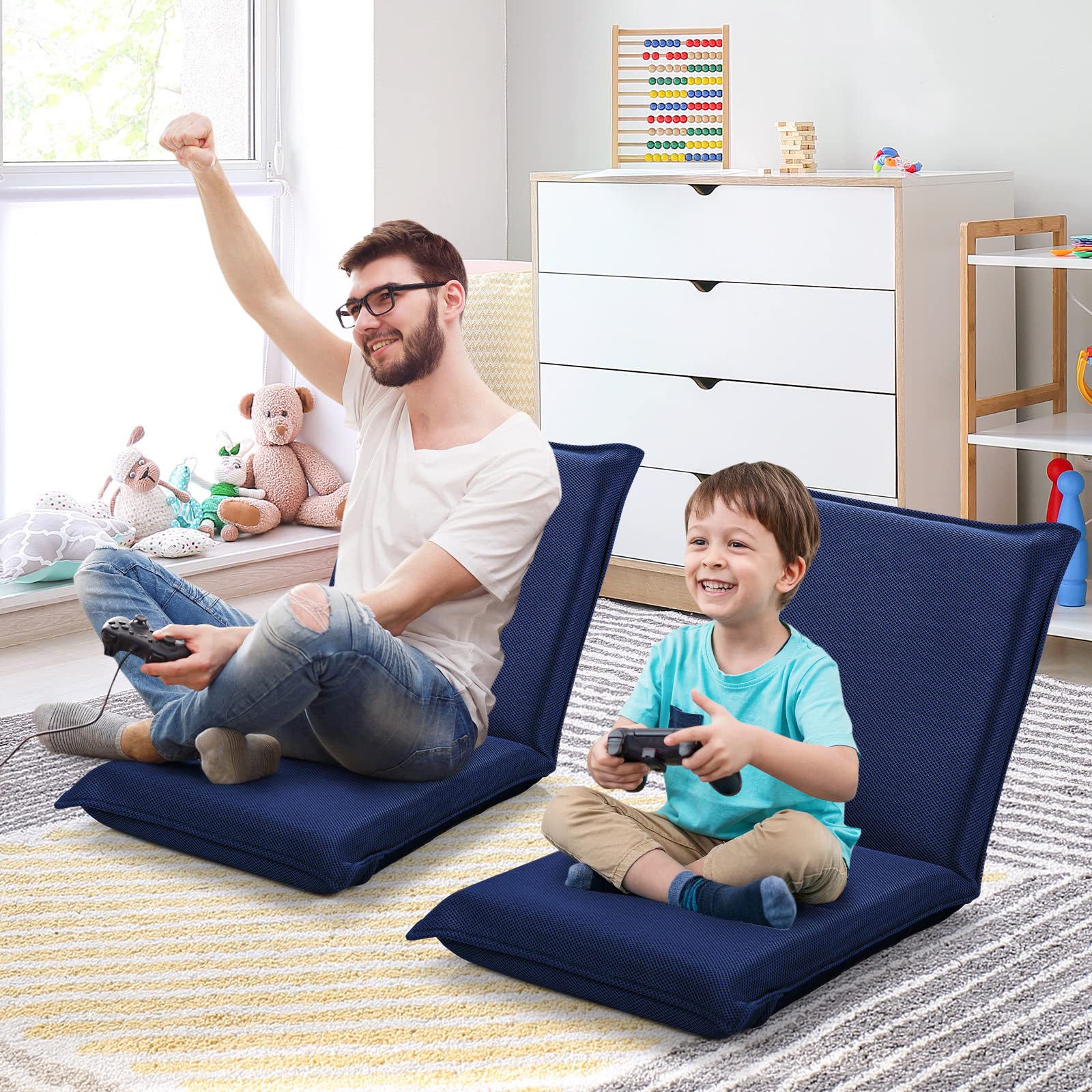 KOMFOTT Adjustable Mesh Floor Sofa Chair, 6-Position Multi-Angle Padded Floor Chair