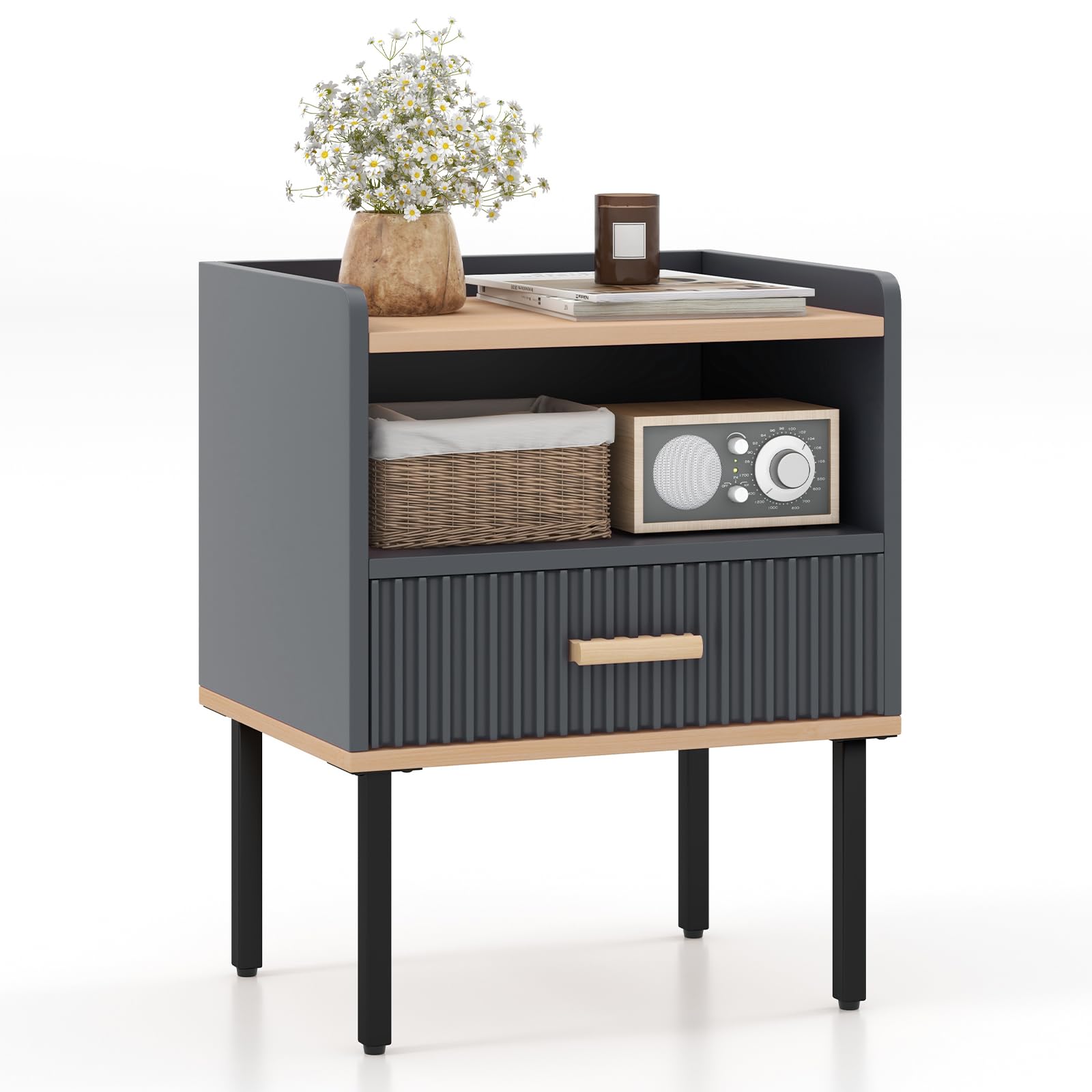 KOMFOTT Modern Nightstand with Drawer