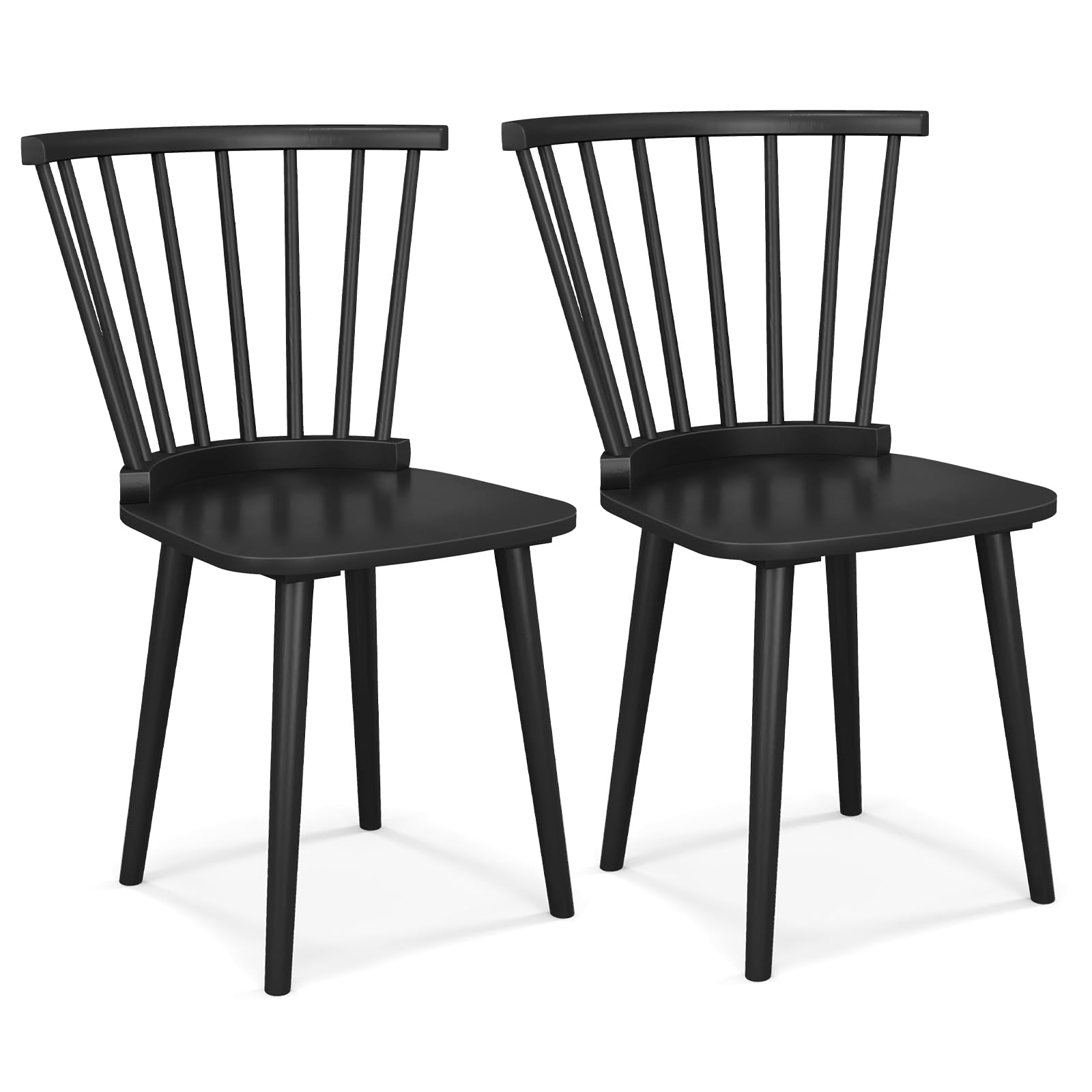 KOMFOTT Wood Dining Chairs Set of 2/4 w/Rubber Wood Frame & High Spindle Back