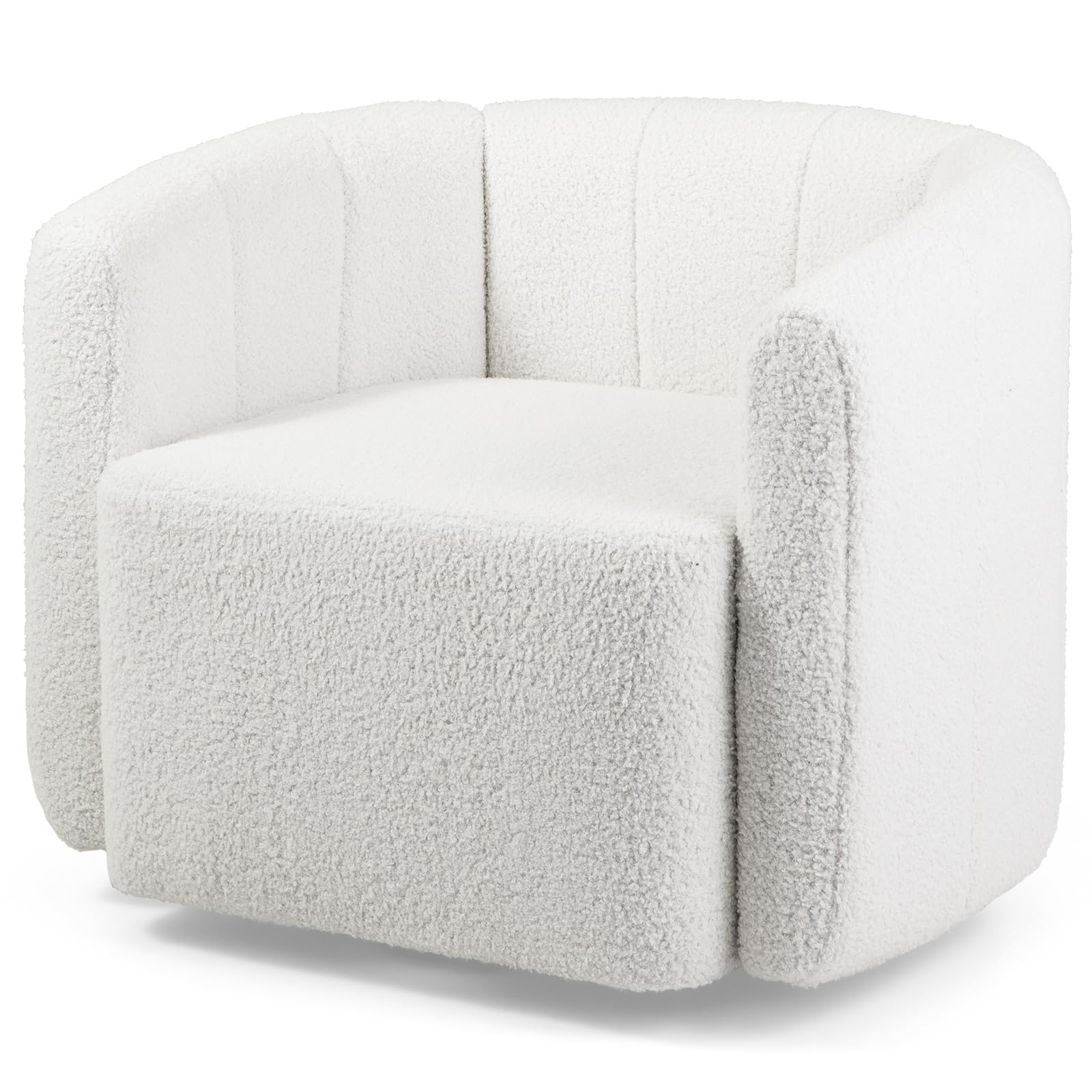 KOMFOTT Swivel Barrel Chair Sherpa Fabric Accent Chair