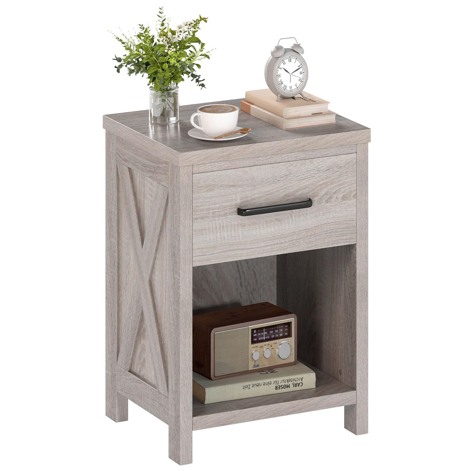 KOMFOTT Farmhouse Nightstand with Drawer