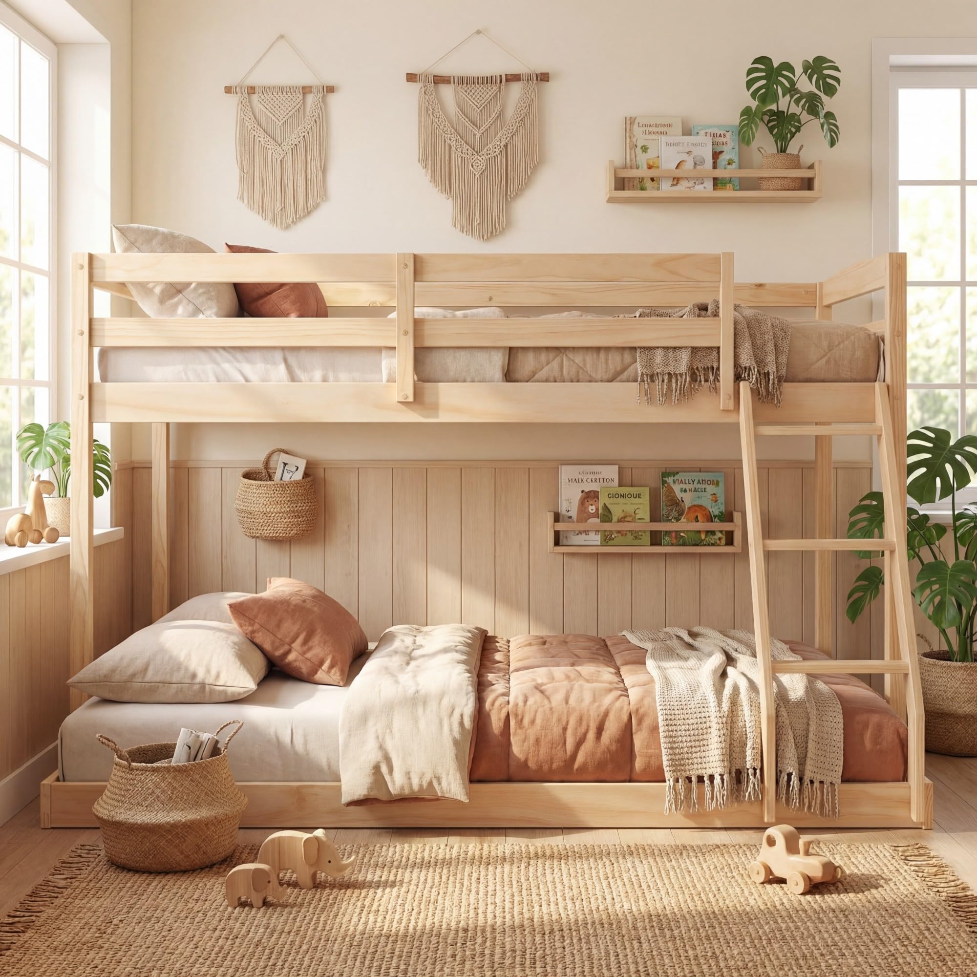 KOMFOTT Low Bunk Bed Twin Over Full