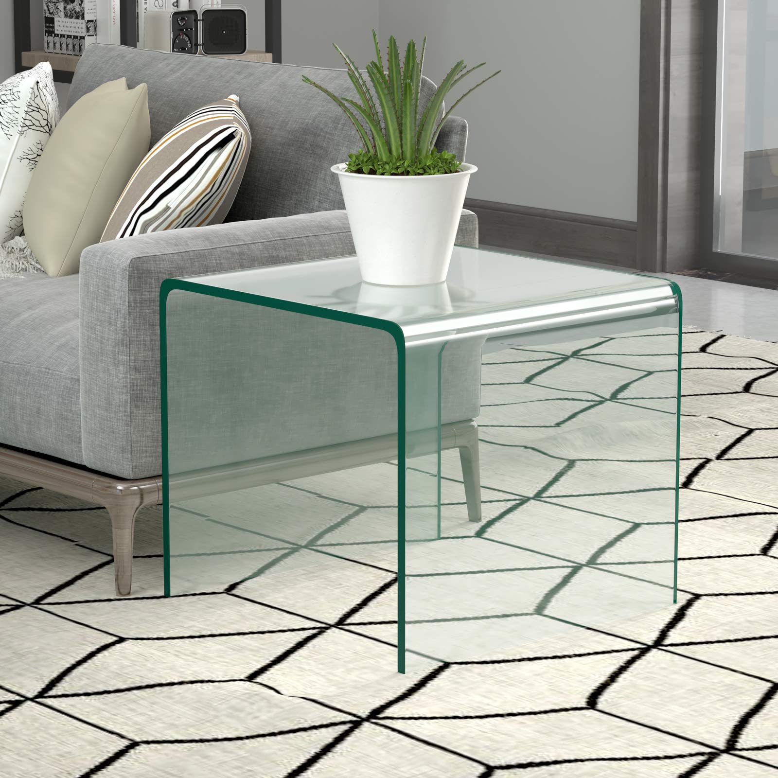 KOMFOTT Transparent Glass End Tables Compact Sofa Bed Side Table