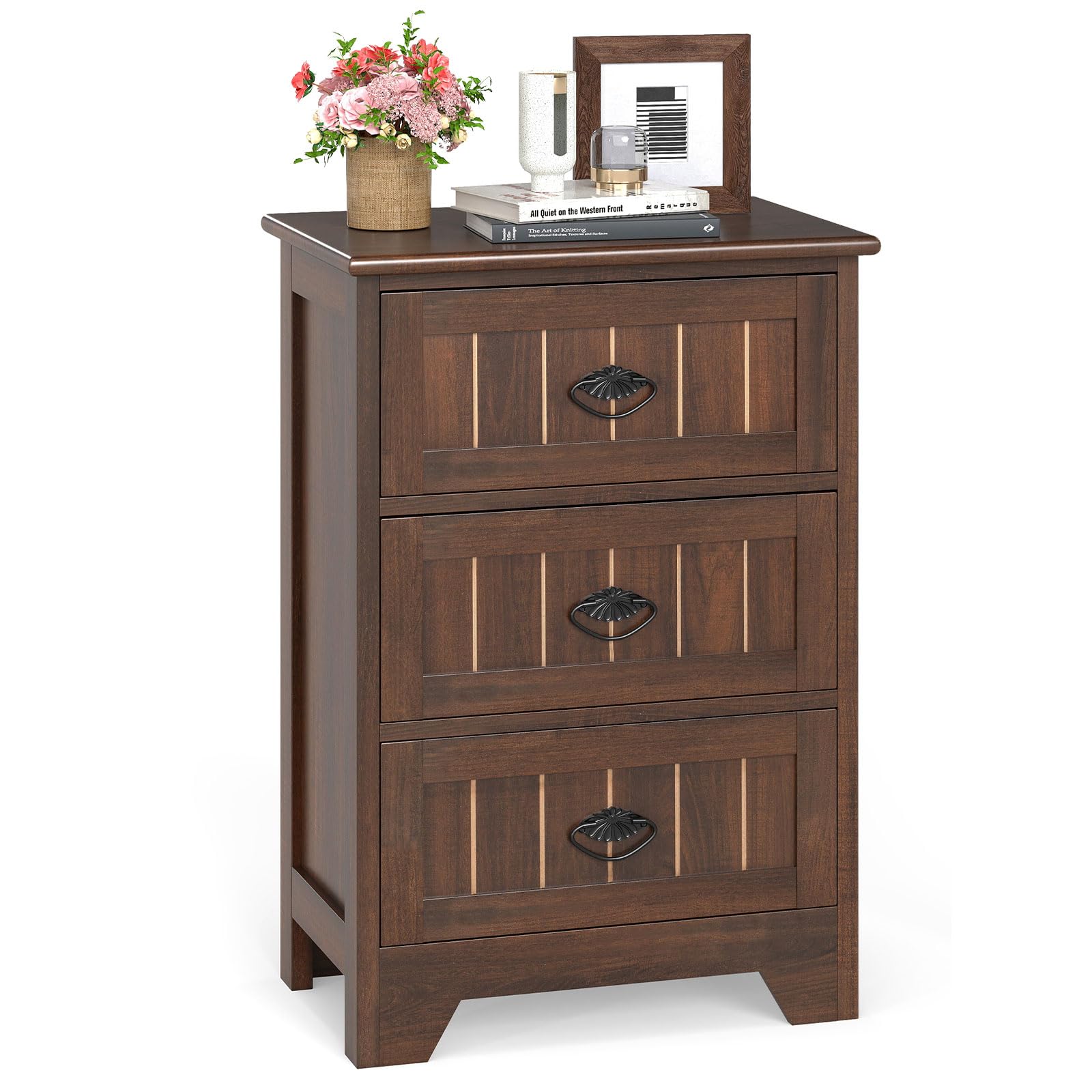 KOMFOTT Farmhouse Nightstand with 3 Storage Drawers(1/2)