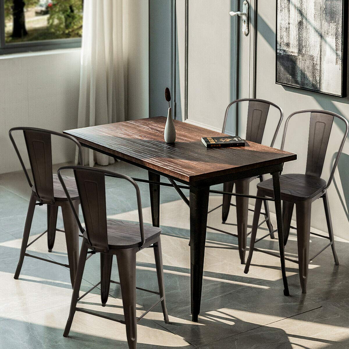 Pazidom Metal Dining Chairs | Set of 4 | Cream