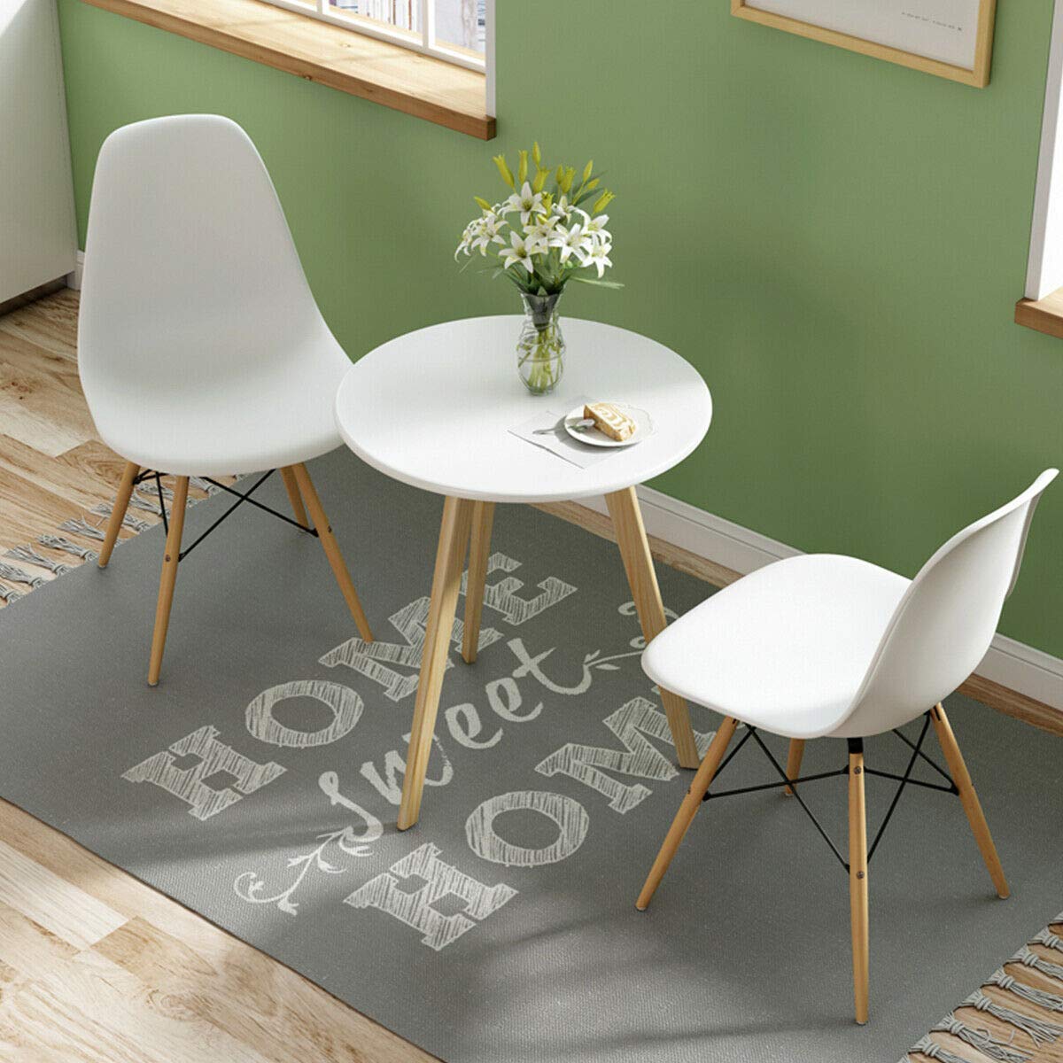 KOMFOTT Mid Century Modern Plastic Dining Chairs Set of 2 with Wood Legs