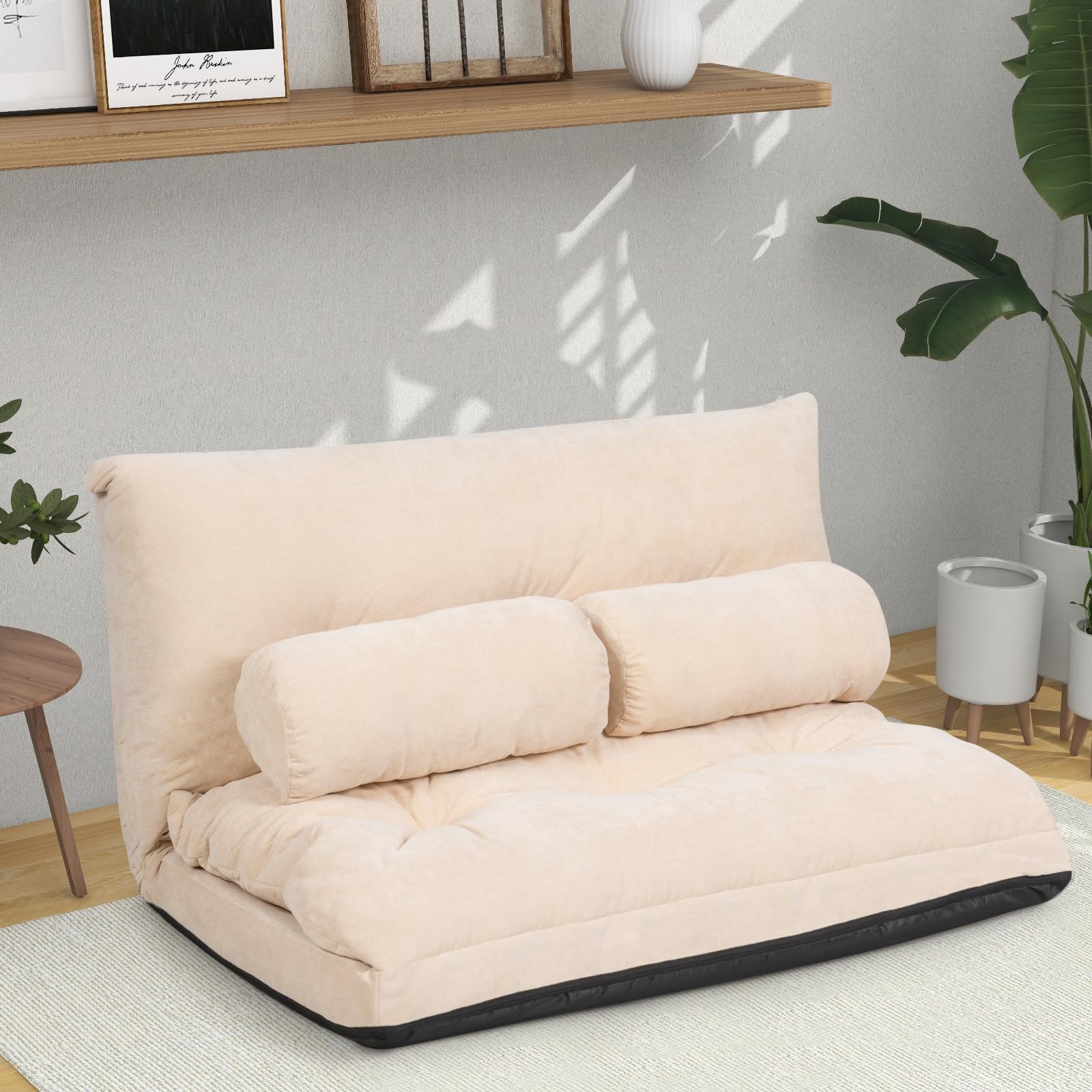 KOMFOTT Foldable Floor Lazy Sofa with 2 Pillows