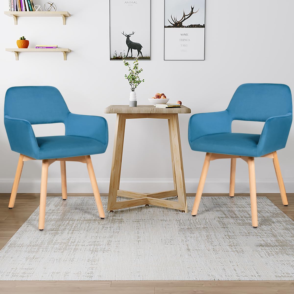 KOMFOTT Set of 2/4 Velvet Dining Chairs, Modern Leisure Accent Living Room Chair