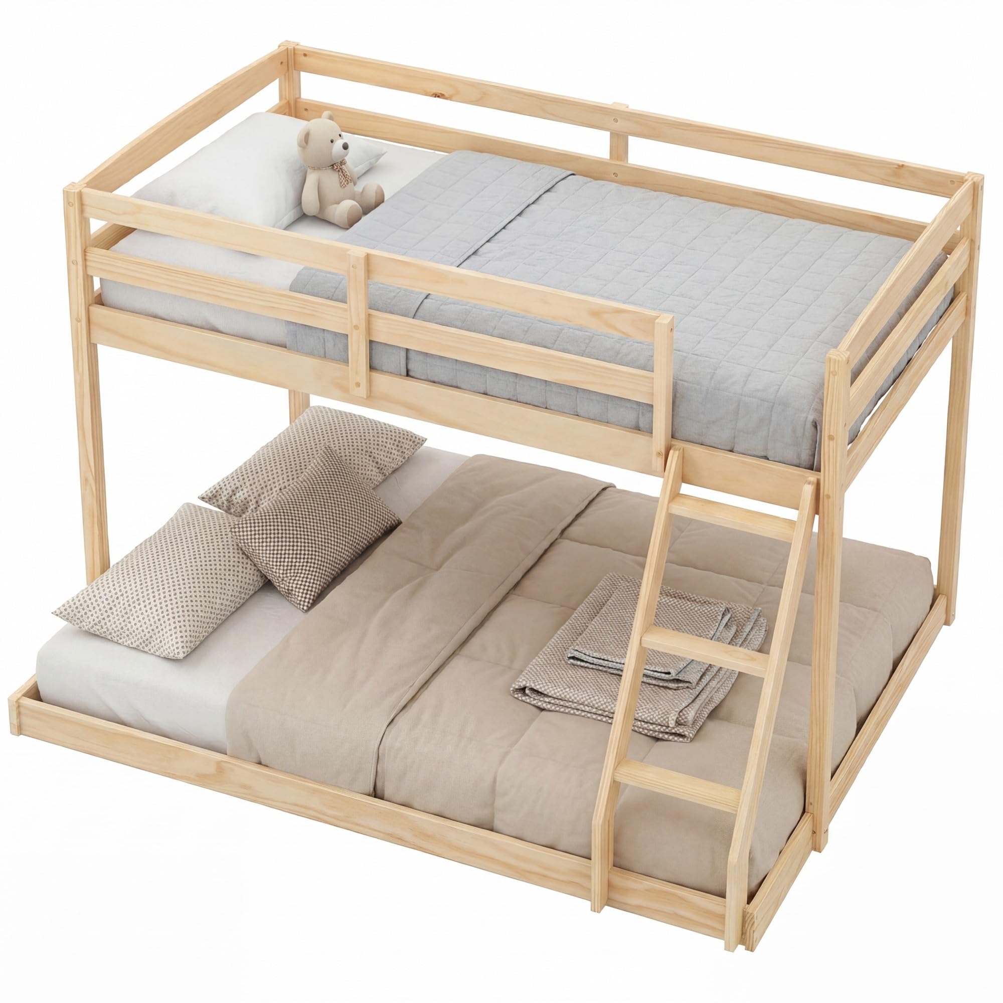KOMFOTT Low Bunk Bed Twin Over Full