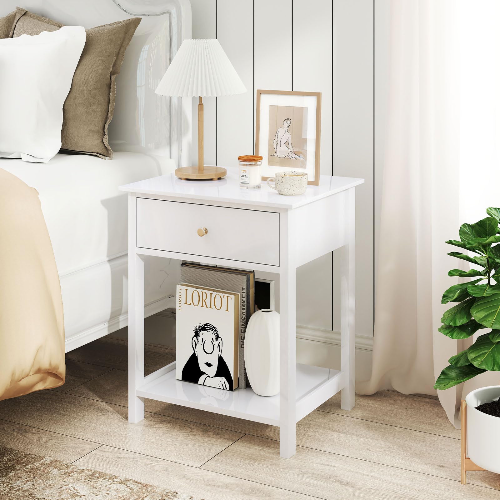 KOMFOTT Wood Nightstand with Drawer