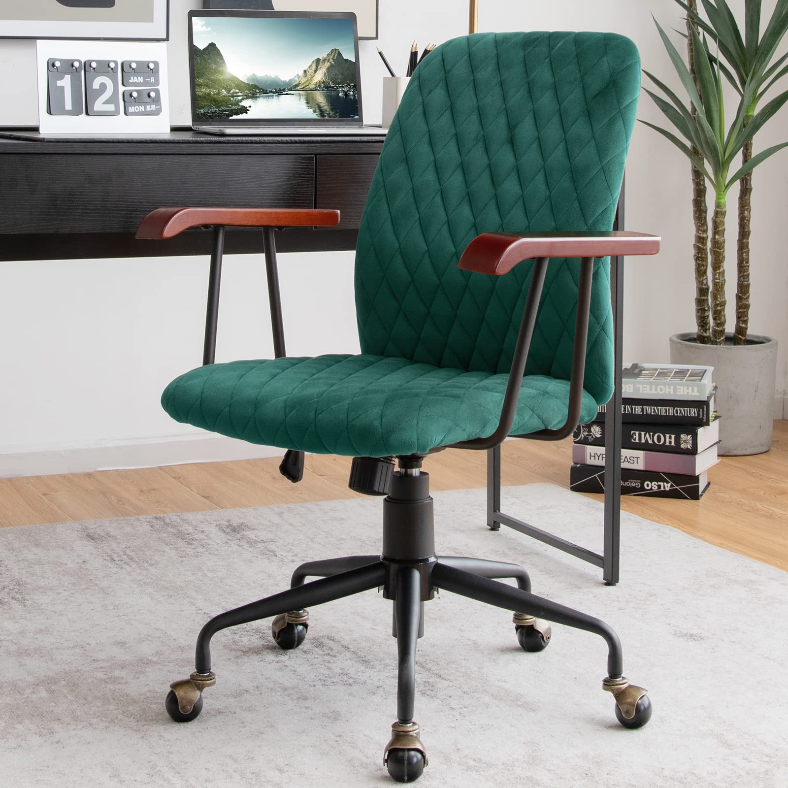 KOMFOTT Home Office Desk Chair, Vintage Adjustable Swivel Rolling Chai