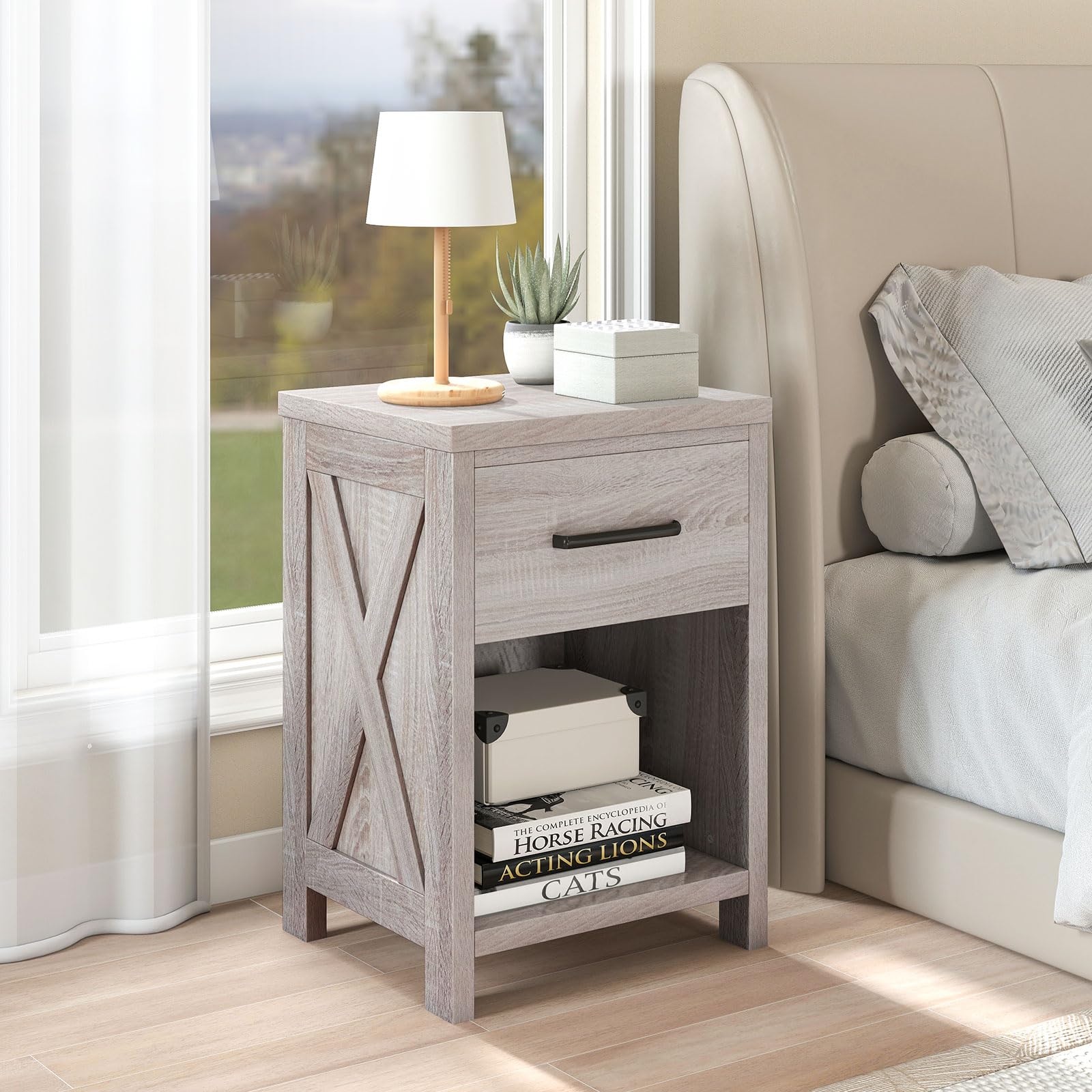 KOMFOTT Farmhouse Nightstand with Drawer