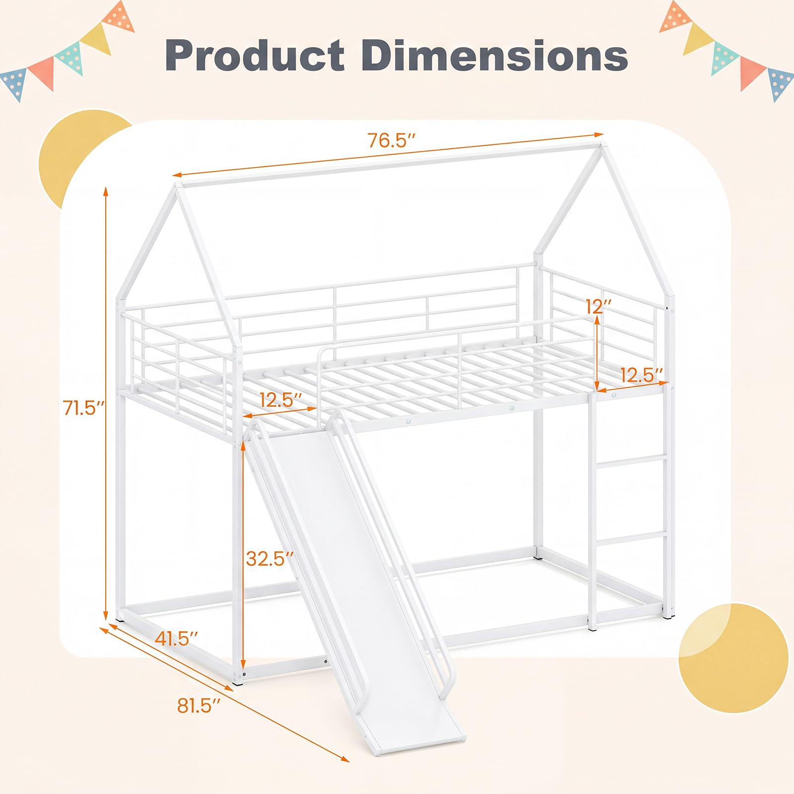 KOMFOTT Bunk Bed Twin Over Twin with Reversible Slide and Ladder