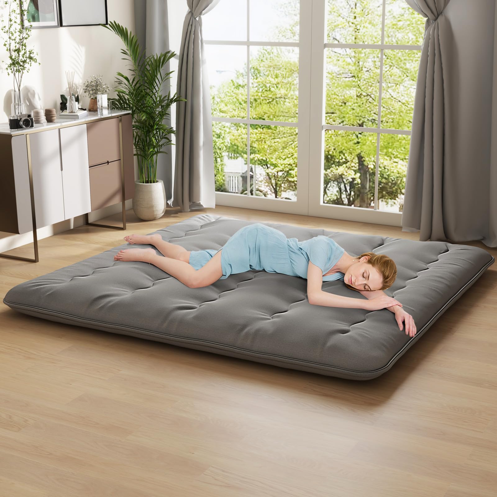 KOMFOTT Japanese Floor Mattress 4 Inch Roll up Futon Mattress