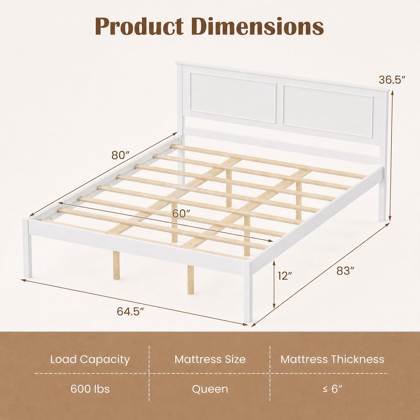 KOMFOTT Queen/Full/Twin Size Bed Frame Farmhouse Wooden Platform Bed