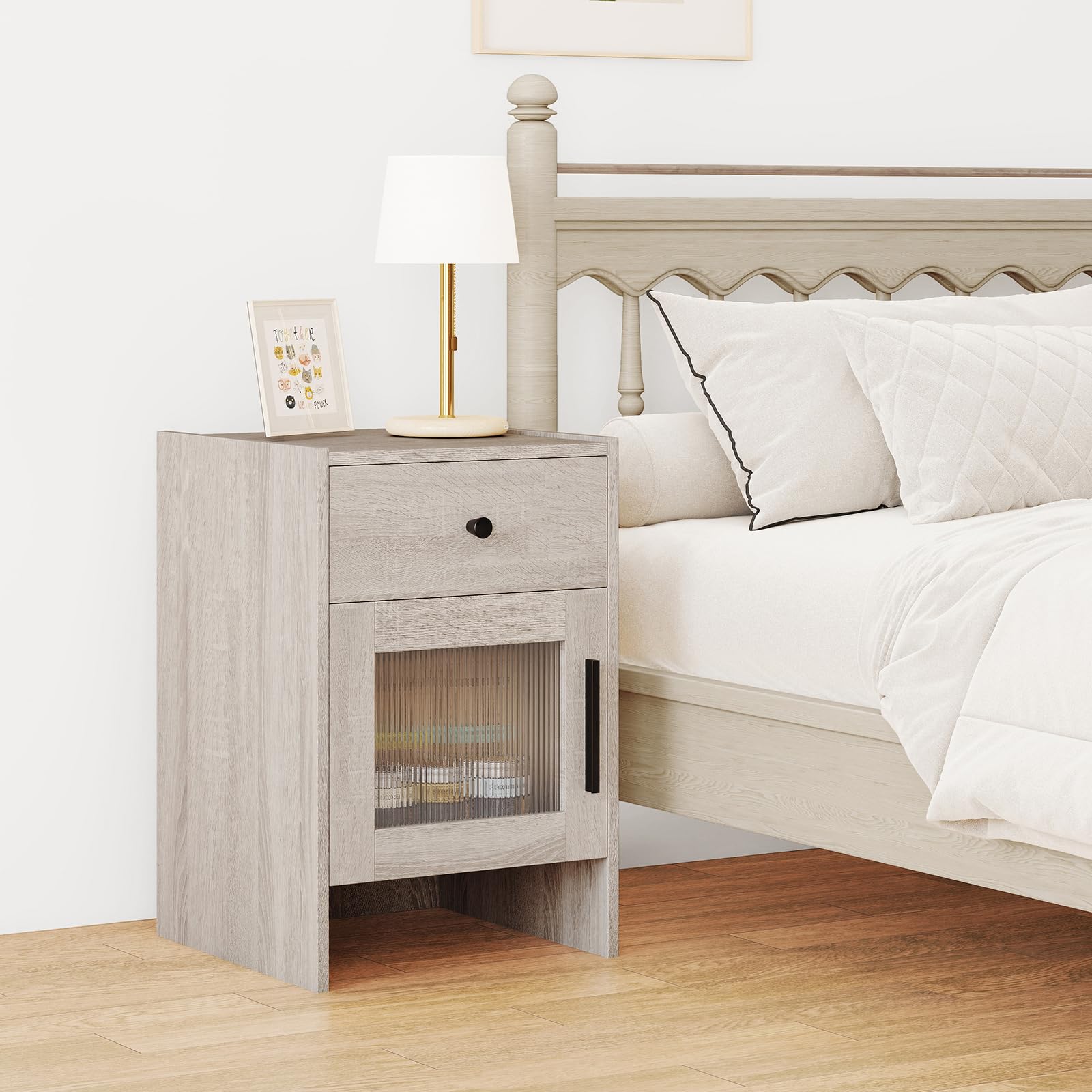 KOMFOTT Nightstand with Drawer & Cabinet(1/2)